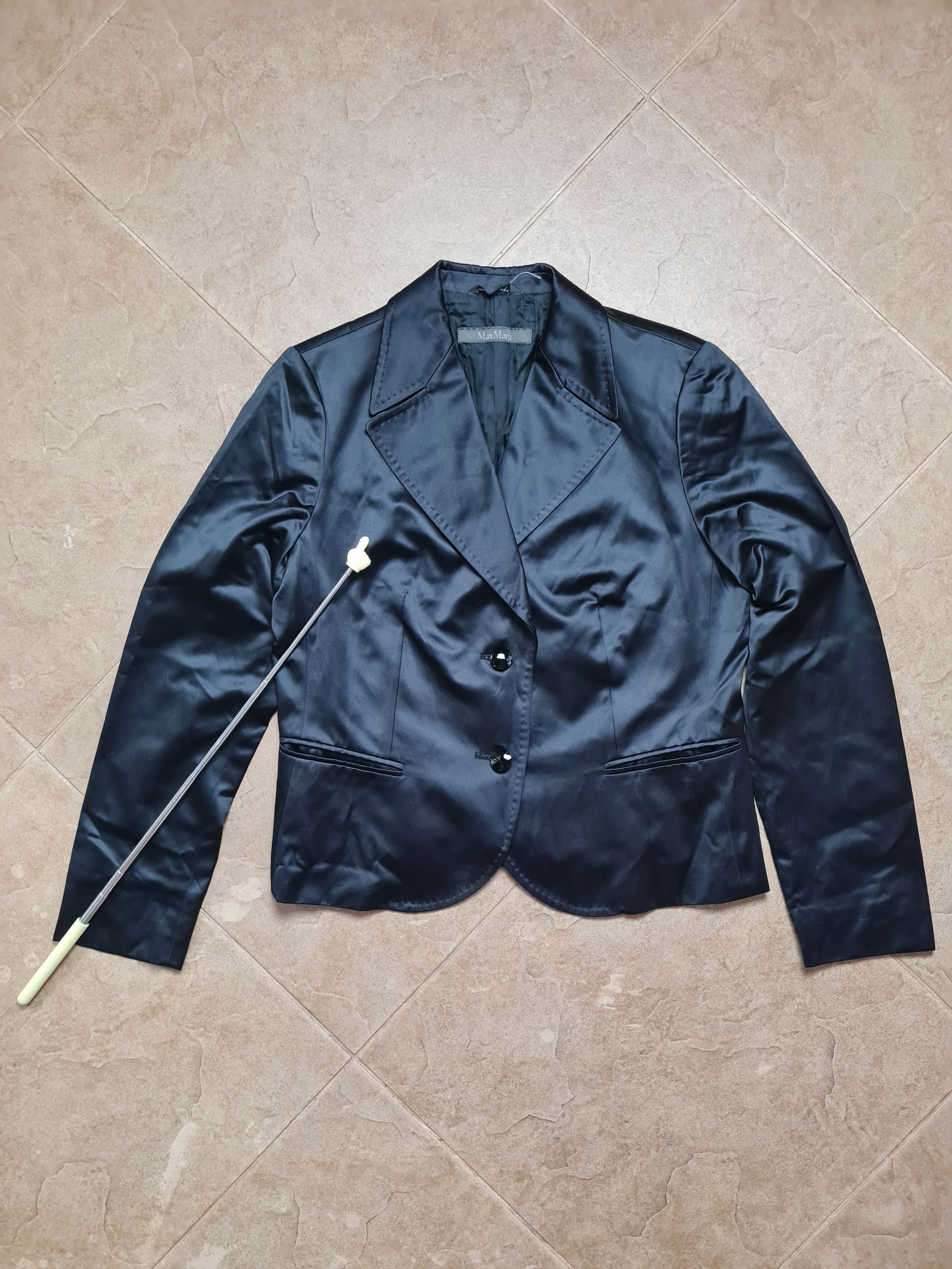 Max Mara Max Mara Black Satin Blazer Jacket Single Breasted Elegant Size M / US 6-8 / IT 42-44 - 5 Thumbnail