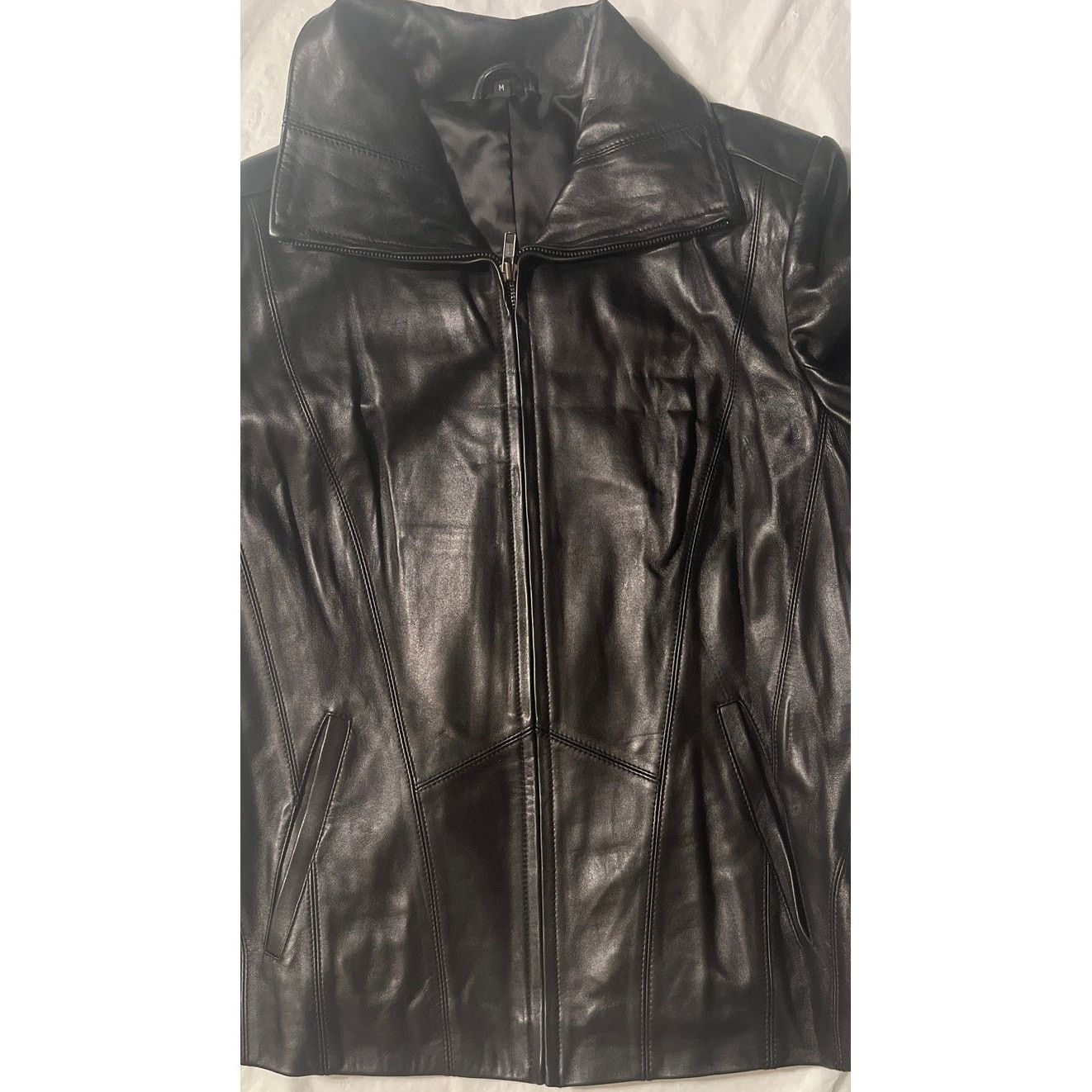 Other Black Leather Zip Front Jacket Sz. M - Sample first fit Size M / US 6-8 / IT 42-44 - 3 Thumbnail