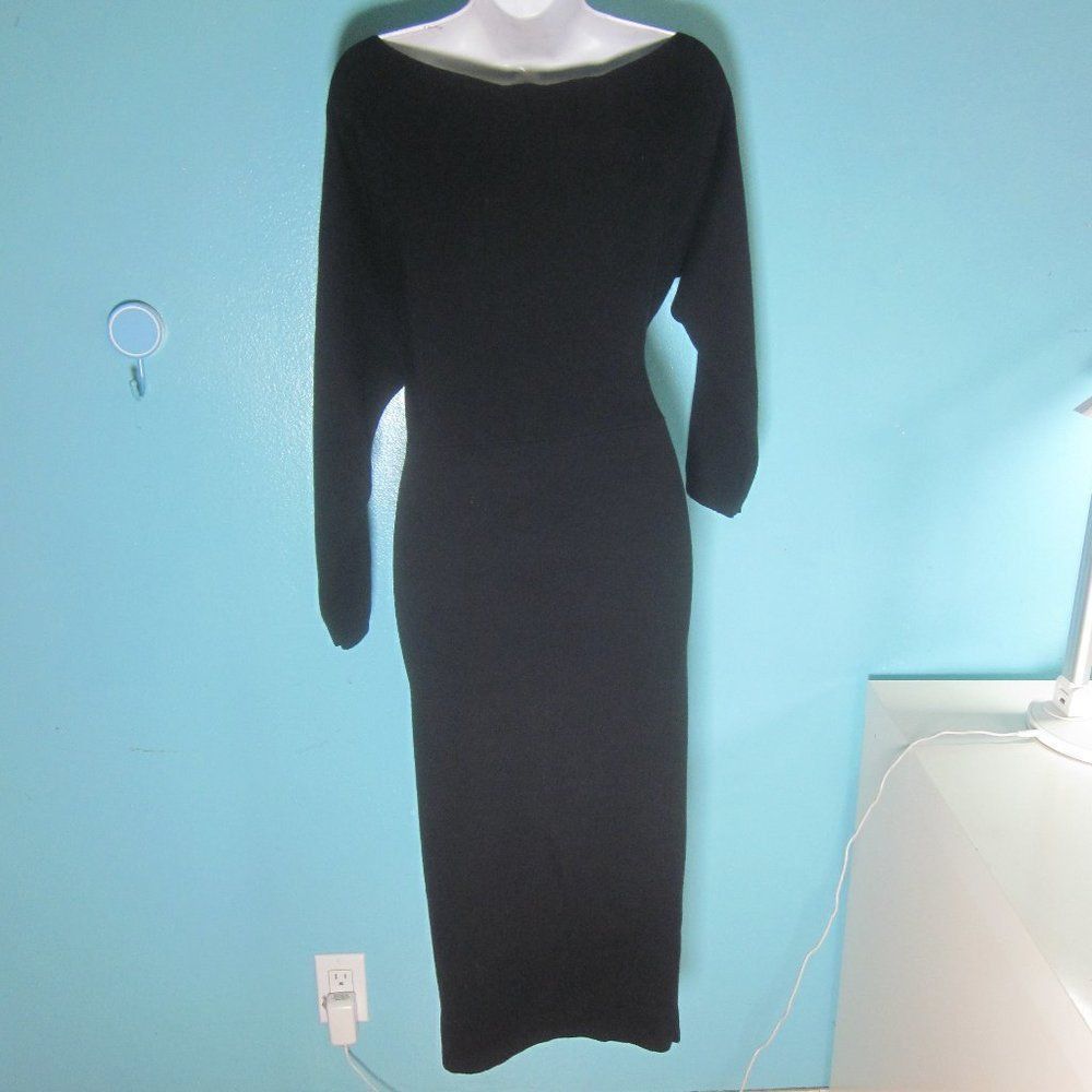 Other Runaway The Label Black "Moxie" Knit Long Sleeve Midi Sheath Size S / US 4 / IT 40 - 4 Thumbnail