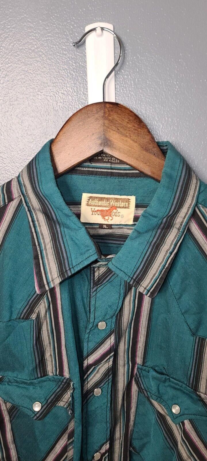 Designer Authentic Western Youngblood Men's Button Down XL Teal Black Size US XL / EU 56 / 4 - 3 Thumbnail