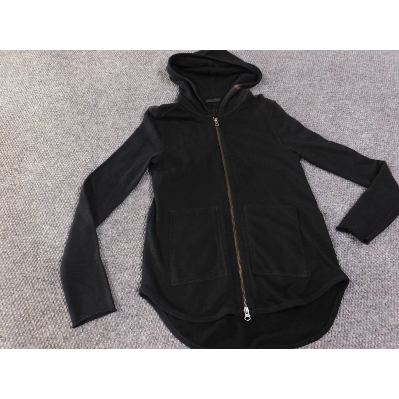 Vintage VINTAGE ATM Anthony Thomas Melillo Hoodie Womens S Black Full Zip Cotton Terry Pockets Hooded Size S / US 4 / IT 40 - 2 Thumbnail