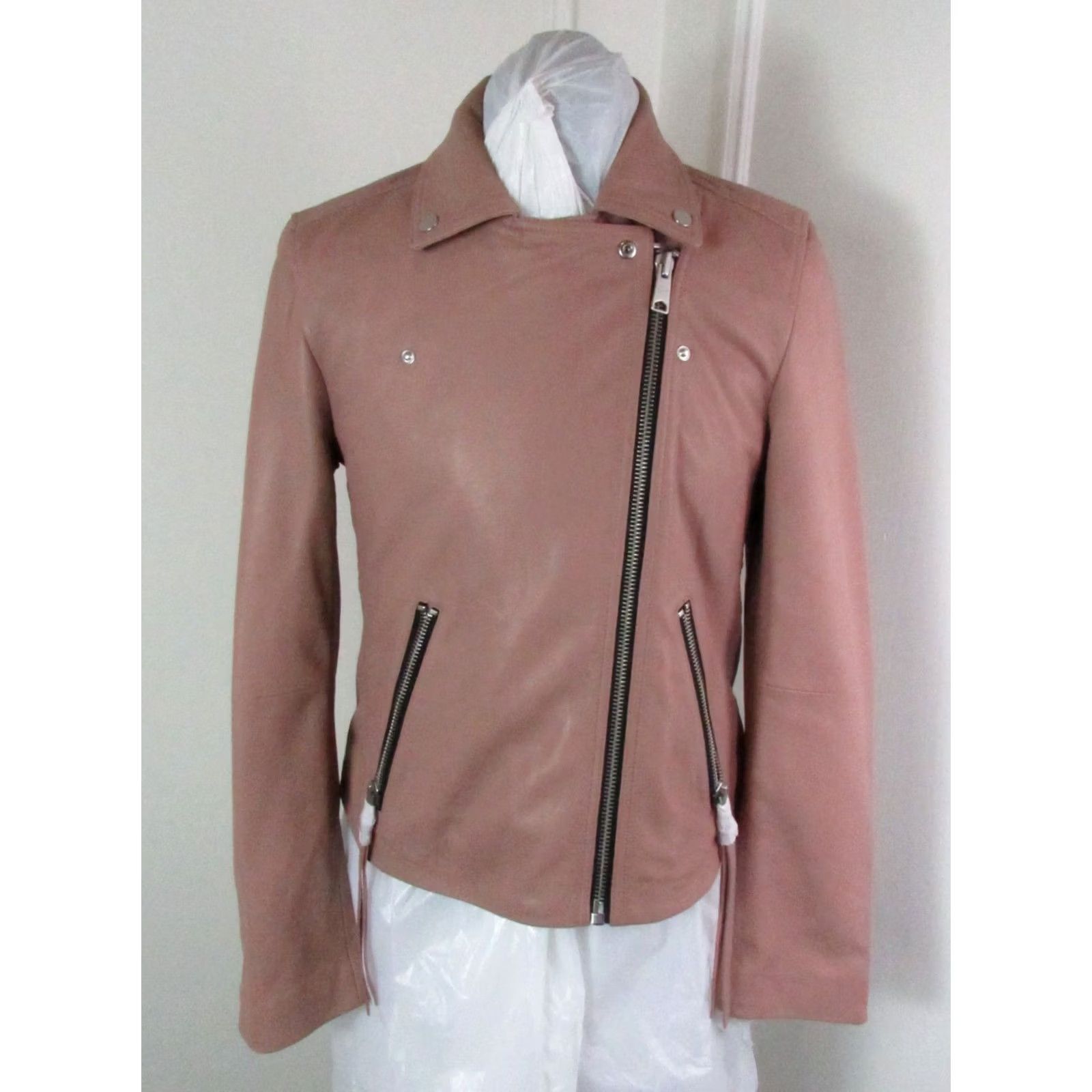 Allsaints AllSaints Dalby Lamb Leather Moto Biker Jacket Size US 10 Blush Pink Size L / US 10 / IT 46 - 4 Thumbnail