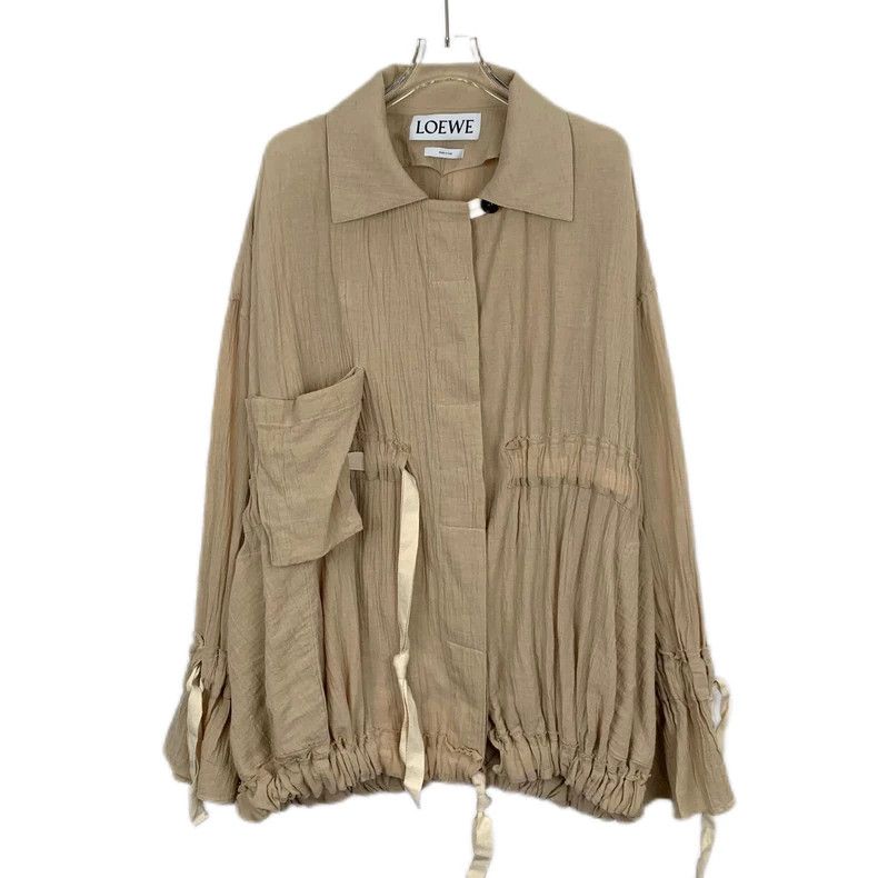 Loewe Loewe Brown pleated ribbon cotton collar long sleeve sun p Size 4XL / US 24-26 - 1 Thumbnail