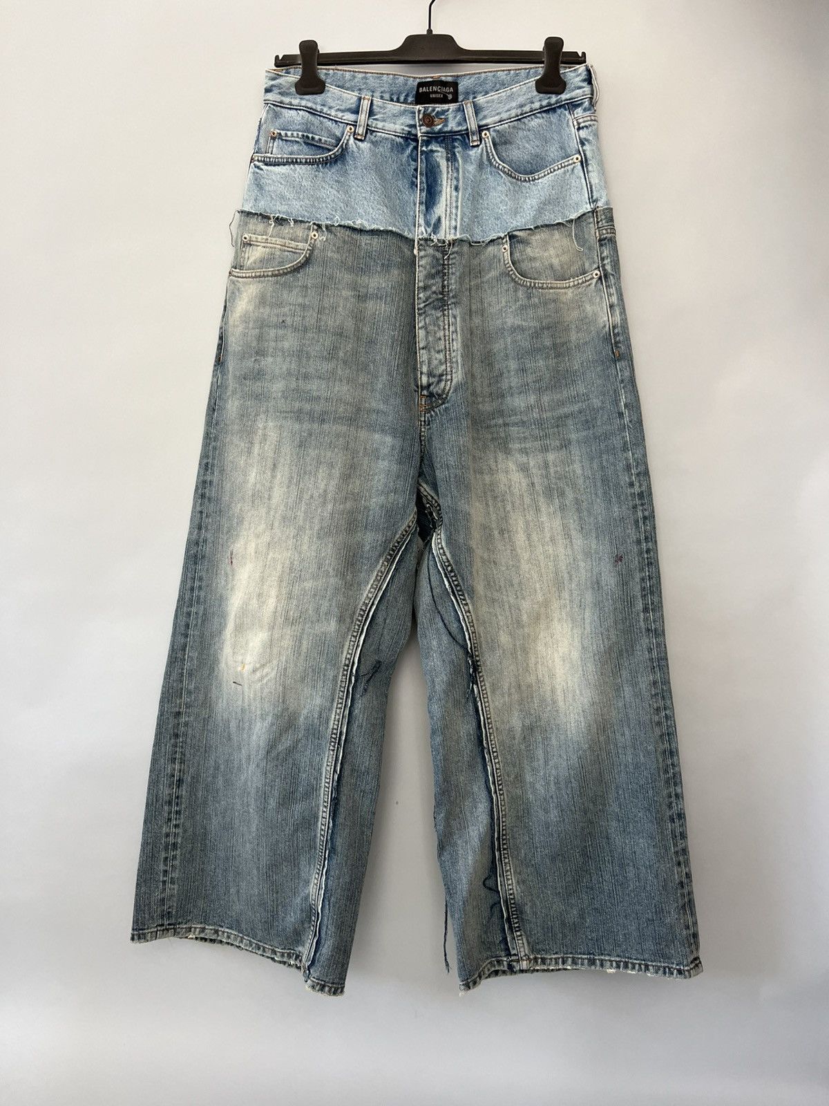 Balenciaga Blue Cut Up Double Waist Baggy Jeans Size US 34 / EU 50 - 4 Thumbnail