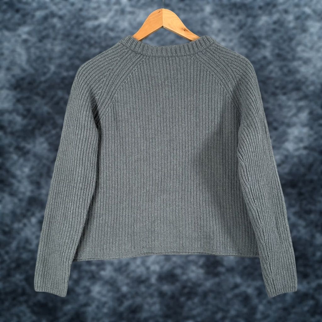 Vintage Jenni Kayne 100% Cashmere Fisherman Sweater Womens Large Gray Mock Neck Pullover Size L / US 10 / IT 46 - 1 Thumbnail