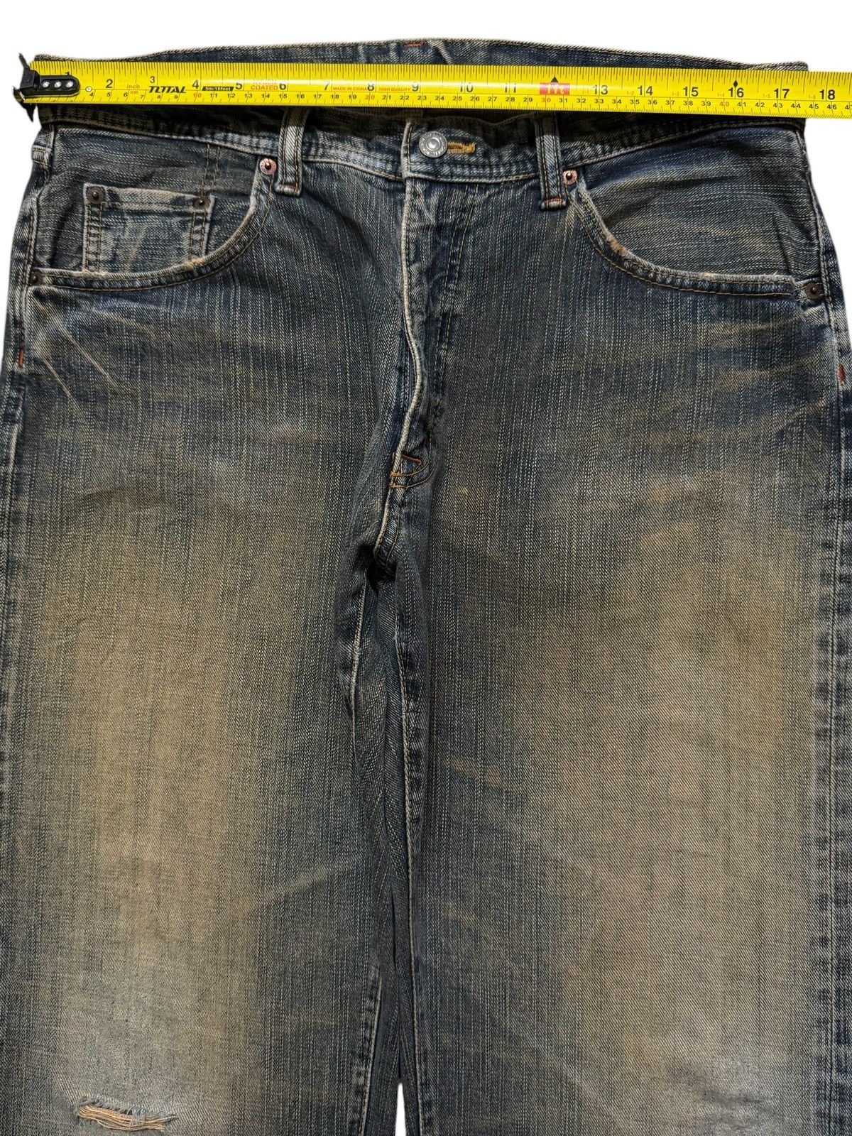 Japanese Brand Vintage 90s Japanese Mud Wash Faded Distress Wide Leg Baggy Size US 34 / EU 50 - 8 Thumbnail