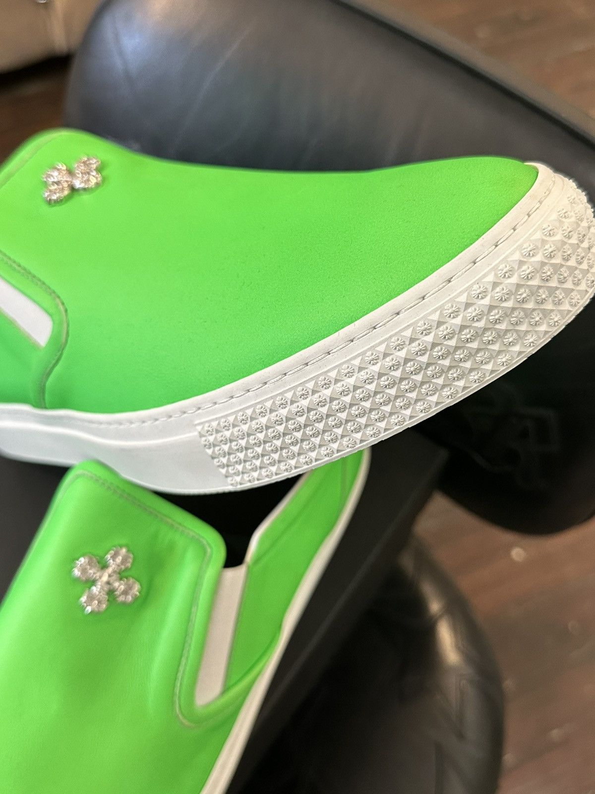 Chrome Hearts CHROME HEARTS LEATHER GREEN SLIP ONS Size US 12 / EU 45 - 7 Thumbnail