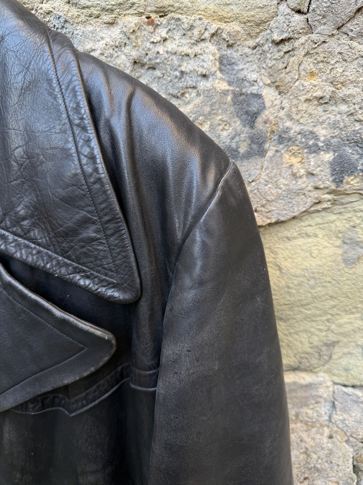 Vintage Retro Military WW2 German Luftwaffe Distressed Leather Coat Size US L / EU 52-54 / 3 - 6 Thumbnail