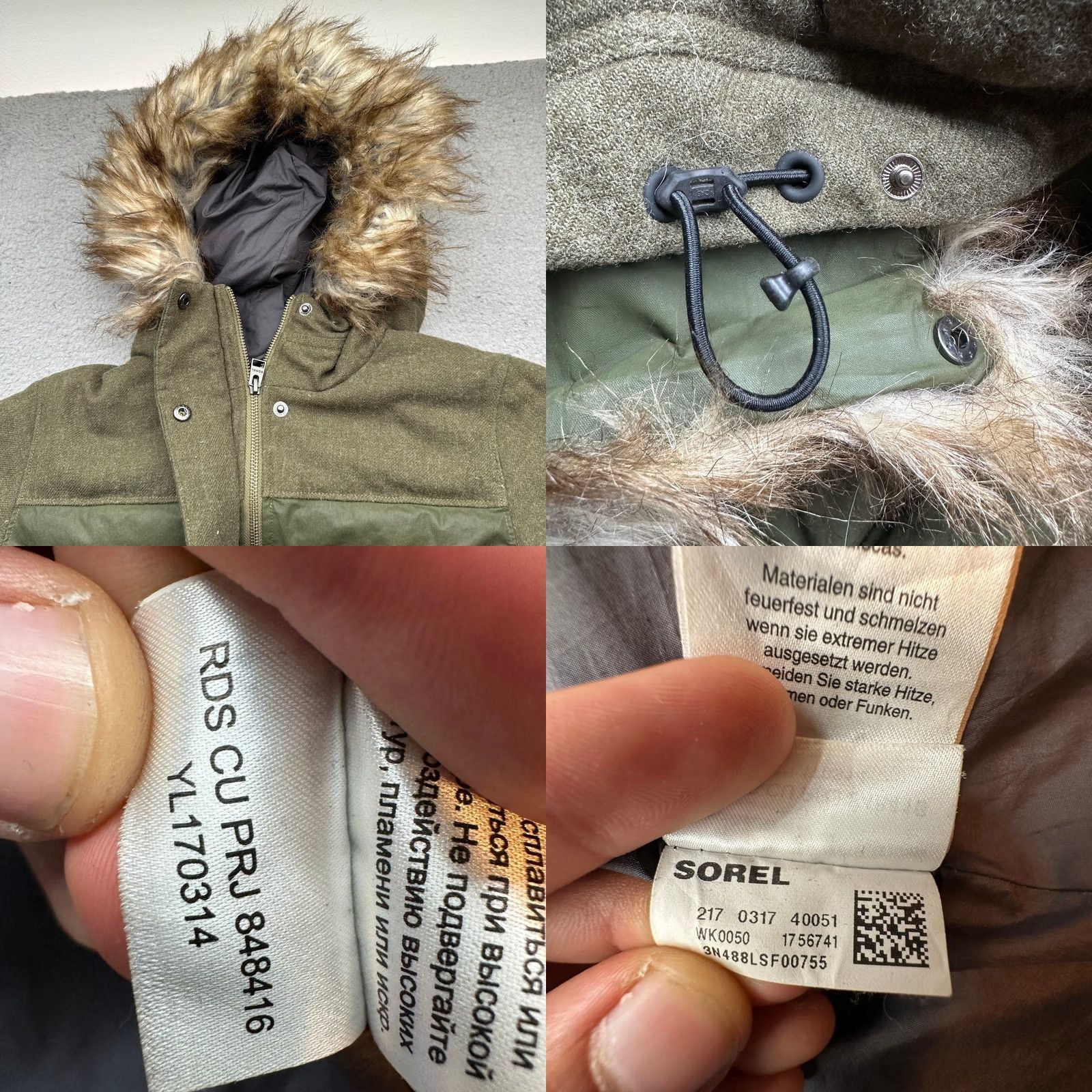 SOREL Sorel Parka Coat Womens Small Fur Hooded 700 Fill Tivoli Long Goose Down Green Size S / US 4 / IT 40 - 9 Thumbnail