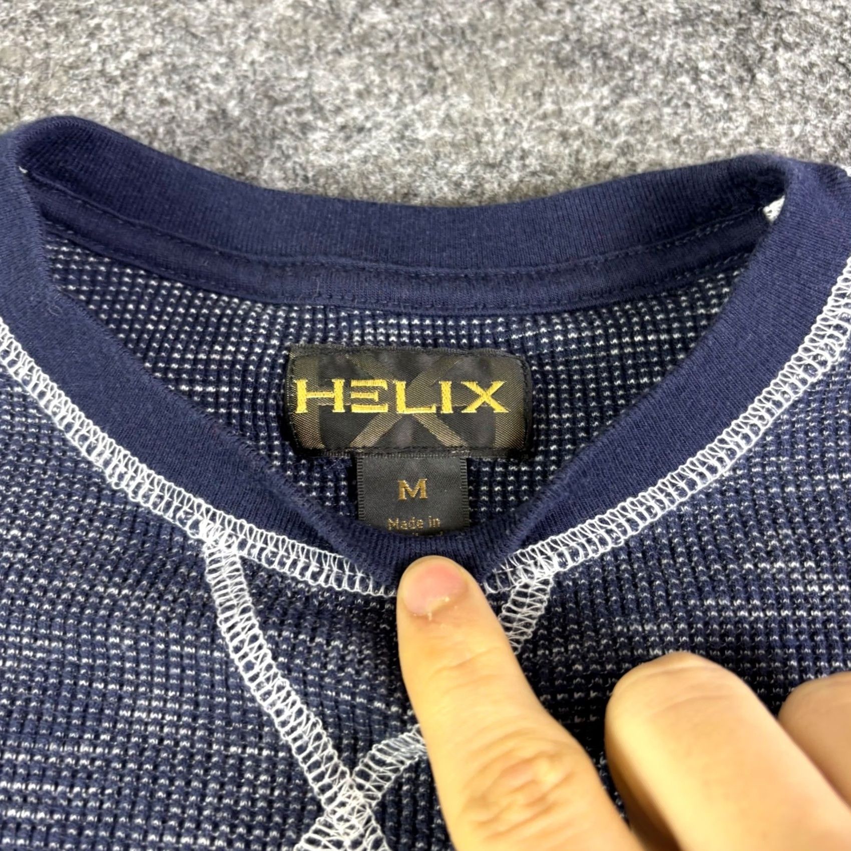 Vintage Helix Mens Navy Blue Marl Waffle Knit Thermal Long Sleeve Shirt Crewneck M Blue Mens Long Sleeve Shirt Thermal Knit Crew Neck Size US M / EU 48-50 / 2 - 3 Thumbnail