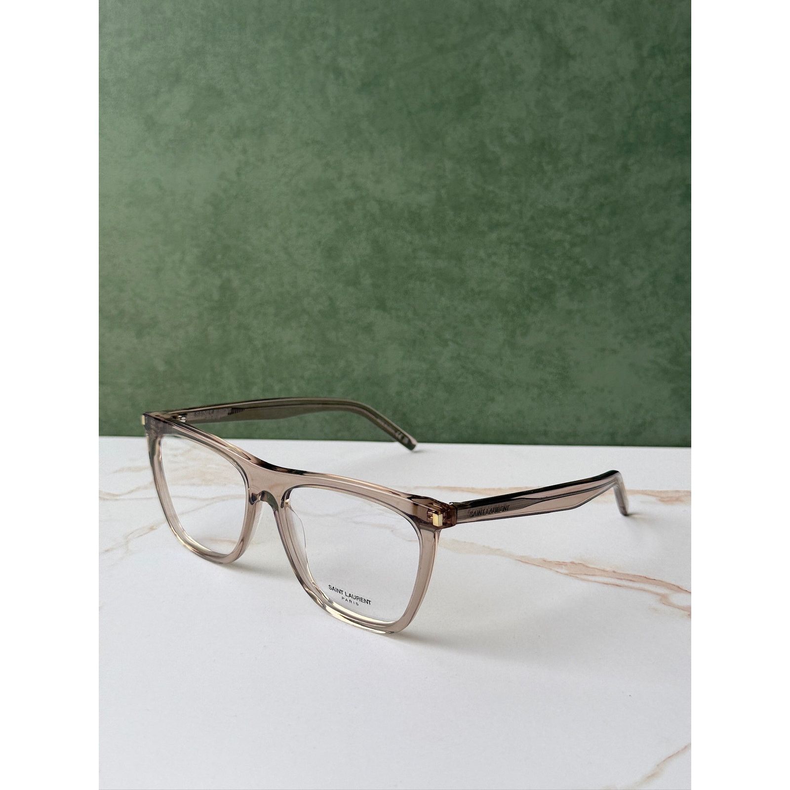 Saint Laurent Paris NEW Saint Laurent SL518 Transparent Beige Eyeglasses Frames Size ONE SIZE - 4 Thumbnail