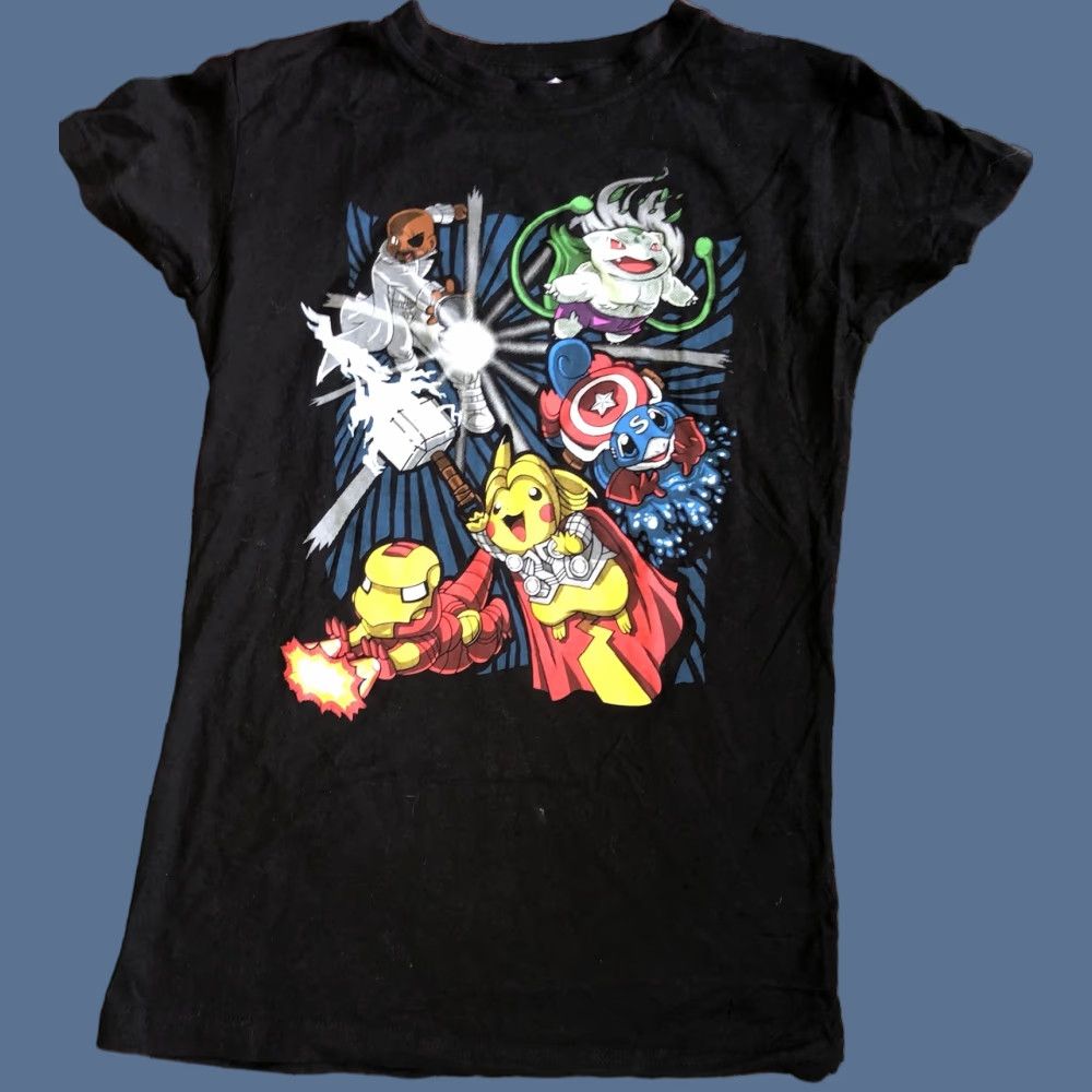 Vintage Ript Pokémon Meet Avengers T-Shirt Women M Black 100% Cotton Pikachu Pikachu & Avengers 90s? Size M / US 6-8 / IT 42-44 - 1 Thumbnail