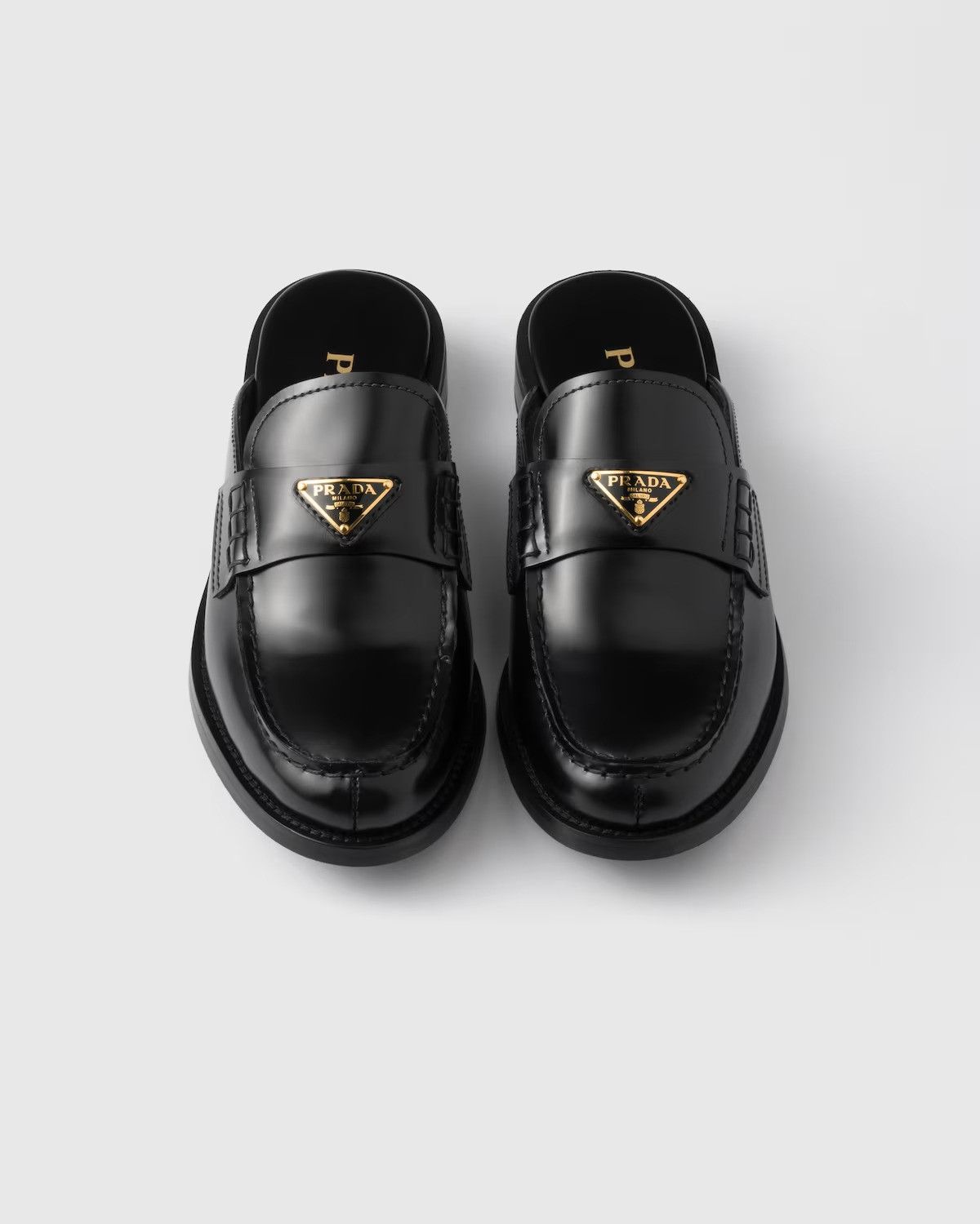 Prada o1B3y1r0526 Brushed Leather Mules in Black Size US 6 / IT 36 - 3 Thumbnail