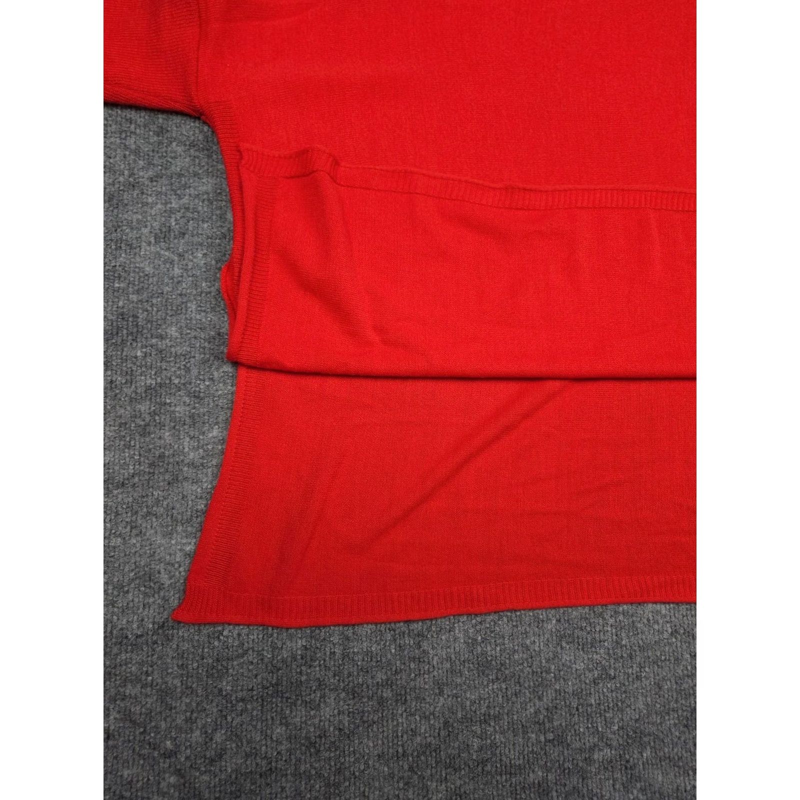 Catalina Mersea Catalina Hoodie Sweater Red One Size Acrylic Drawstring Relaxed Pullover Women's Knit Dolman Sleeve Solid Knit Pattern Size ONE SIZE - 6 Thumbnail