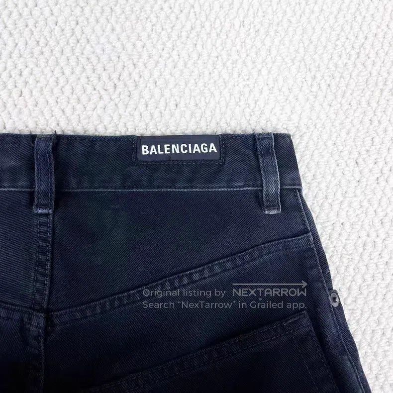 Balenciaga Balenciaga size XXS Distressed Black Baggy Stamped Letteri Size US 27 - 4 Thumbnail