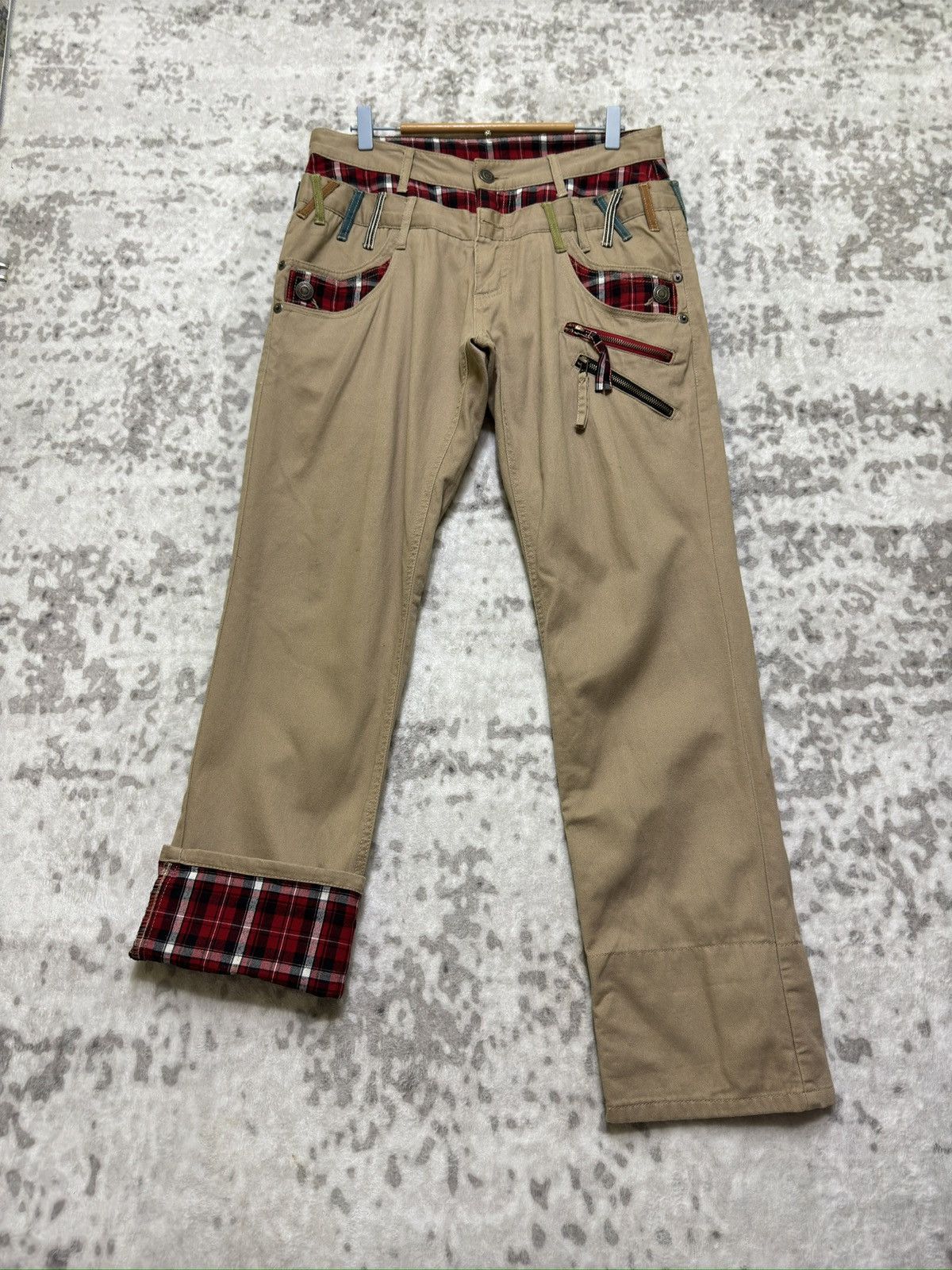 Japanese Brand Y2K Japanese Archive Punk Double Waist Zipper Detail Pants Size US 32 / EU 48 - 1 Thumbnail
