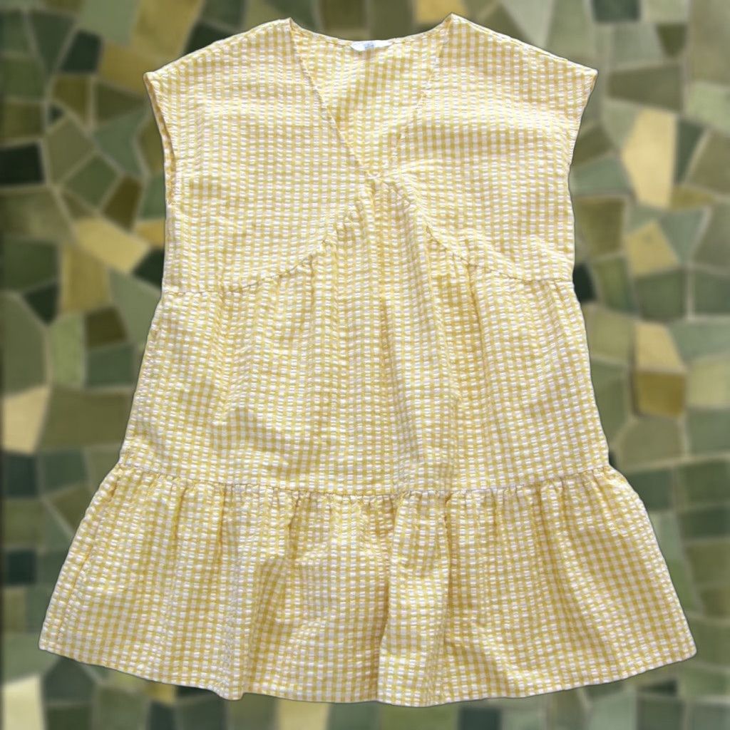 Vintage VINTAGE Time And True Cotton Stretch Yellow White Plaid Pocket V-Neck Tunic Dress 12-14 Size XL / US 12-14 / IT 48-50 - 1 Thumbnail