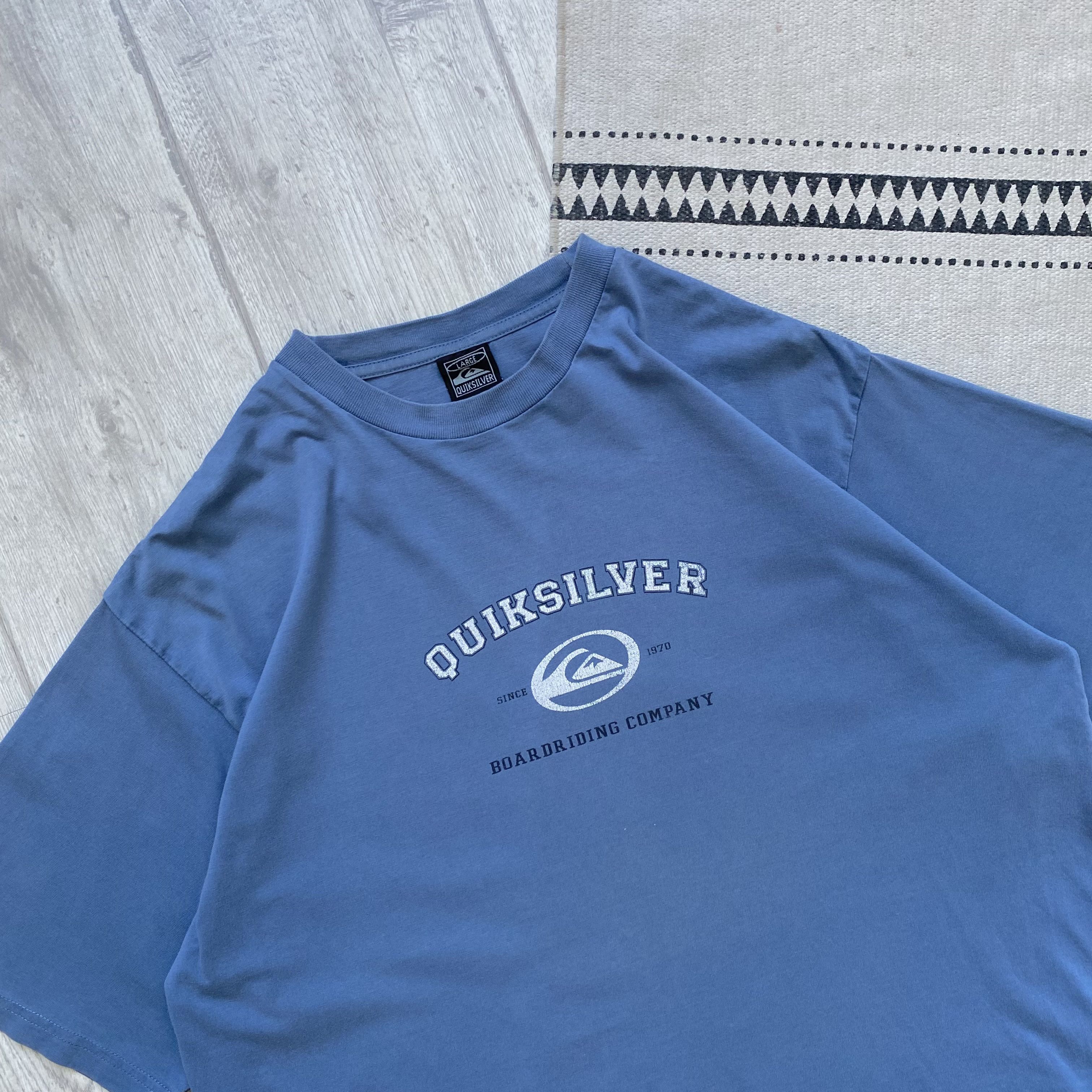 Quiksilver Vintage 90s Faded Quiksilver tee center logo Y2K Blue Size US L / EU 52-54 / 3 - 2 Thumbnail