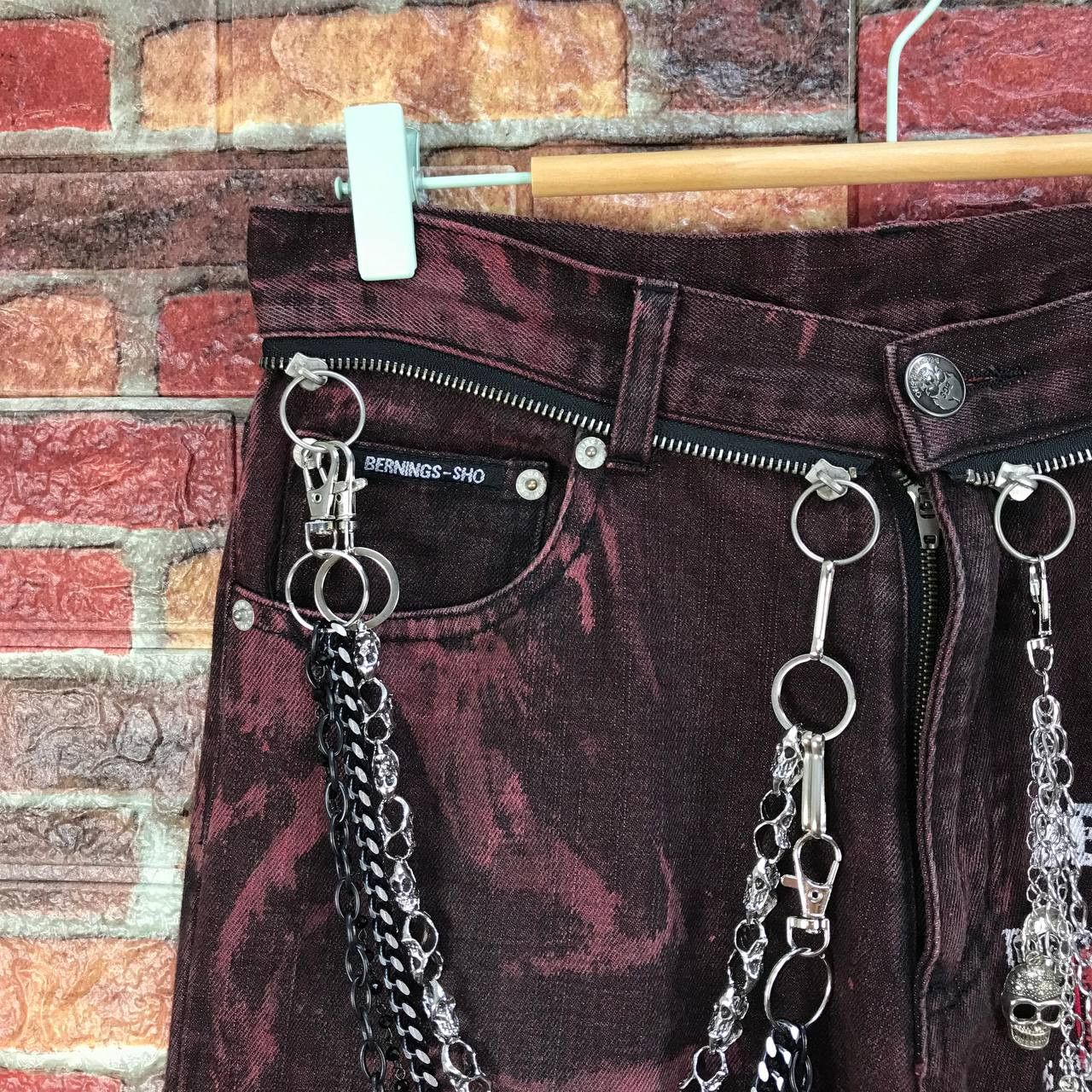 If Six Was Nine FLARED🔥BERNING-SHO DYE CYBER-PUNK SKULL DISTRESSED DENIM Size US 28 / EU 44 - 11 Thumbnail