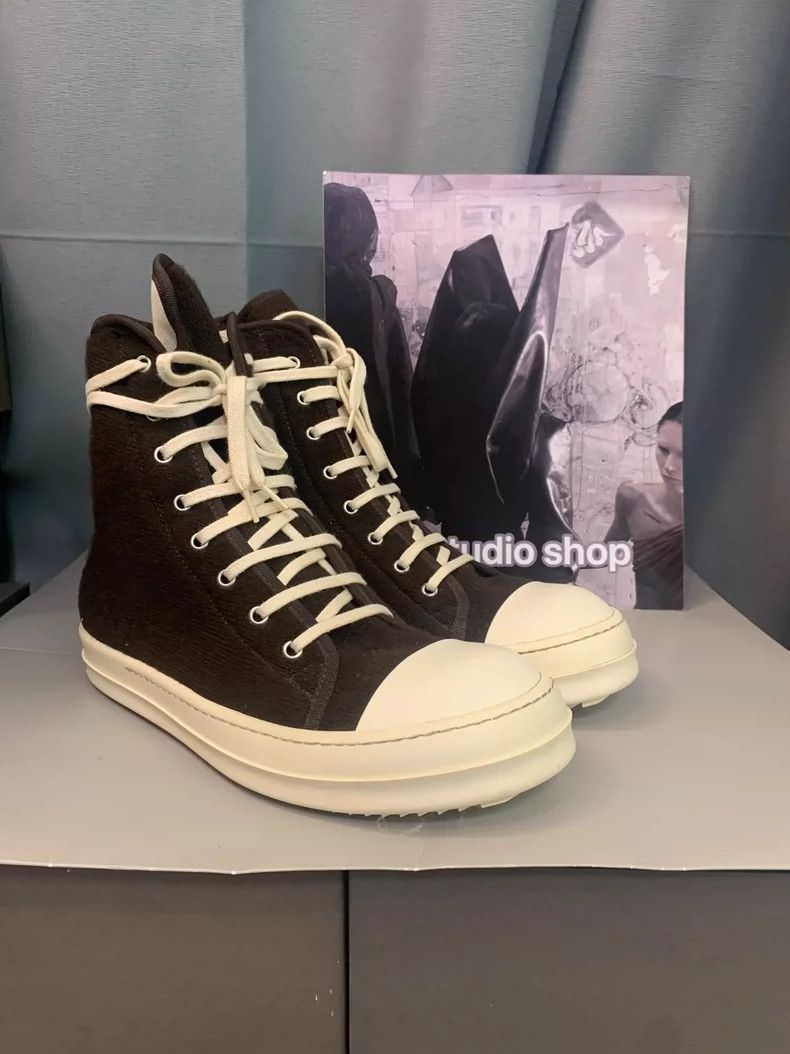 Rick Owens Rick Owens Black and white evergreen high-top skate shoes Size US 8 / EU 41 - 1 Thumbnail
