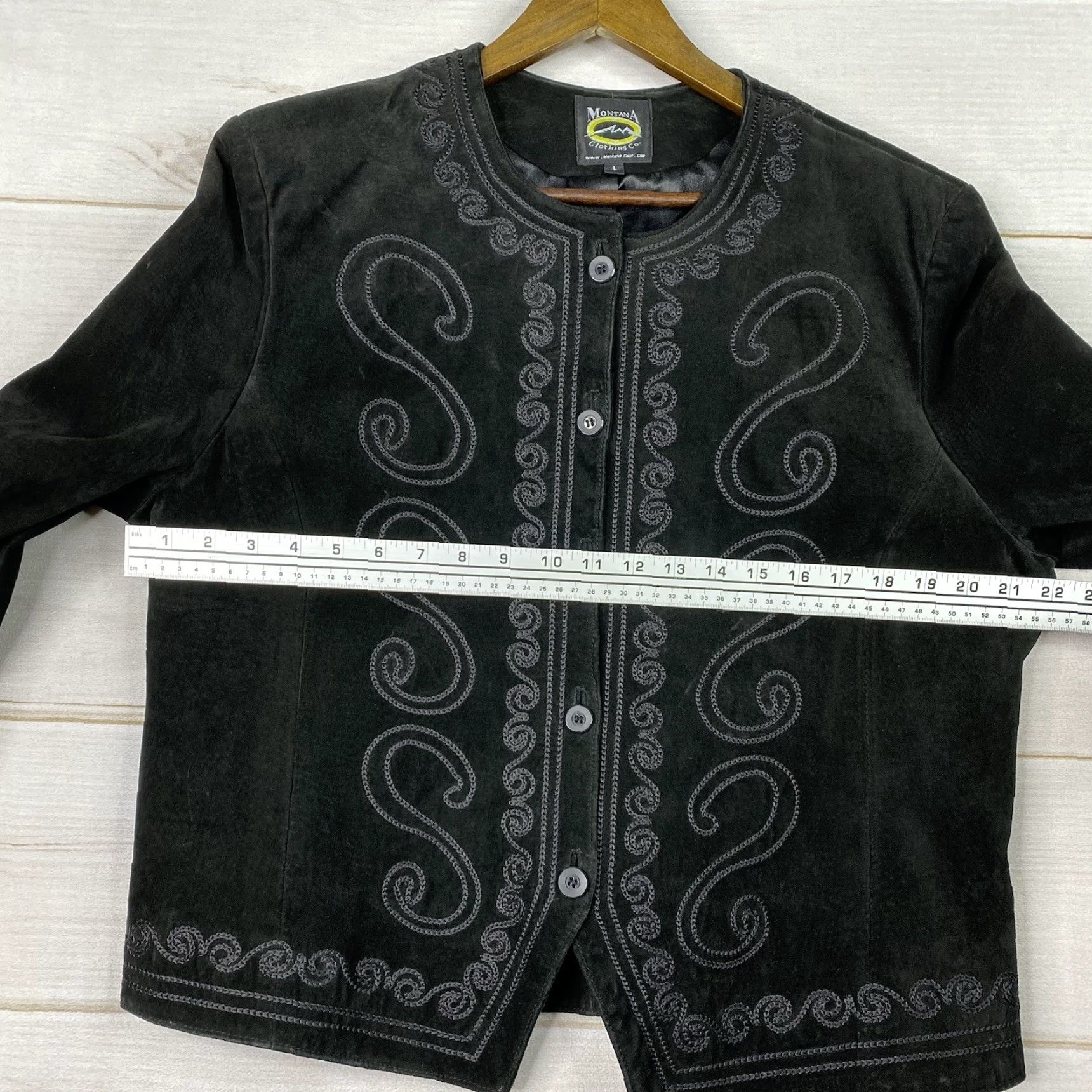 Vintage Montana Co Leather Jacket Womens L Black Embroidered Button Up Lined Western Jacket Mens Womens Girls Size L / US 10 / IT 46 - 6 Thumbnail