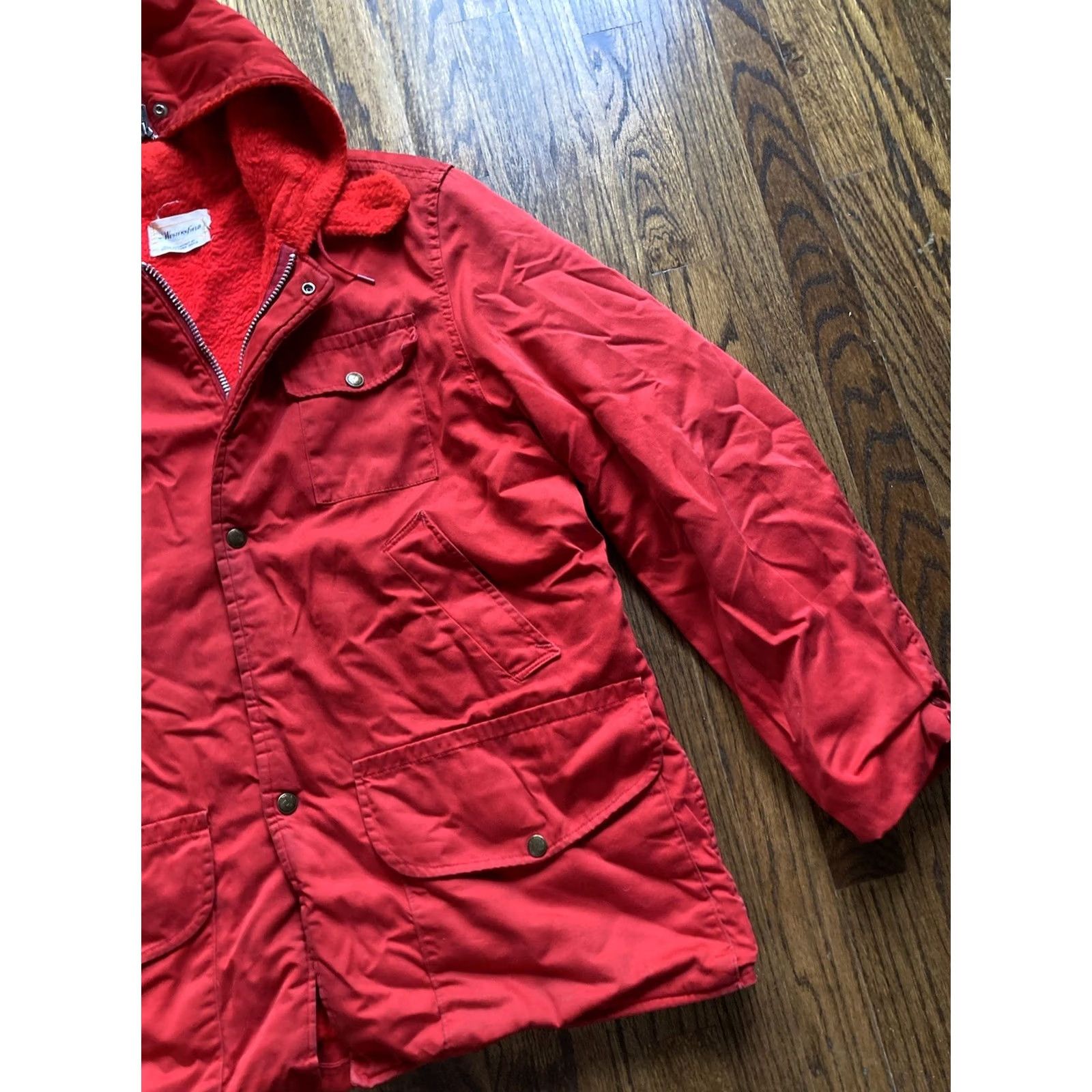 Vintage VINTAGE Western Field Jacket Mens Medium Red Hooded Fuzzy Lined 60s Size US M / EU 48-50 / 2 - 3 Thumbnail