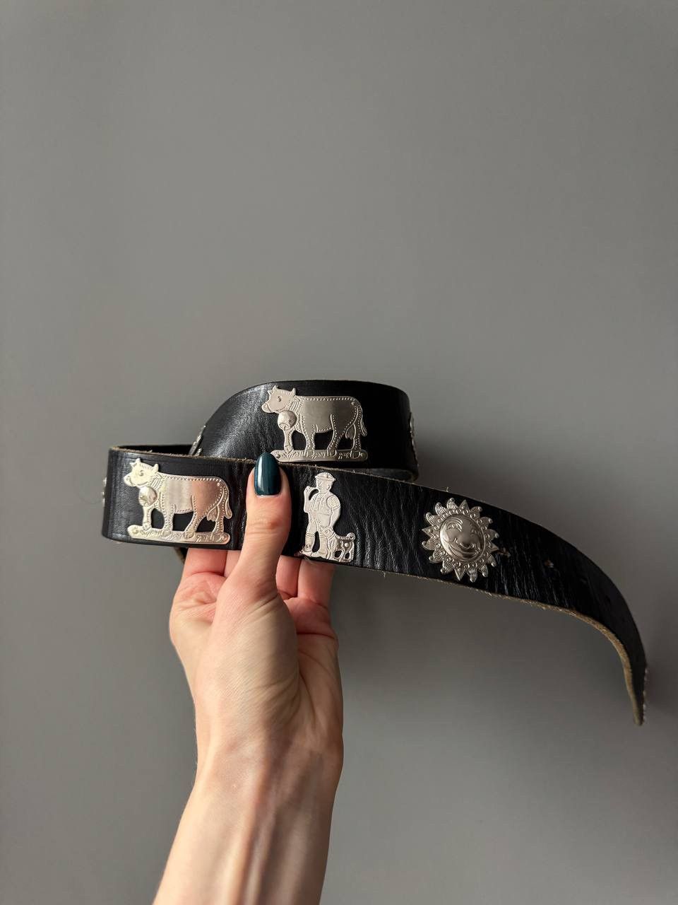 Etro ETRO Leather Belt Black Metal Patch Work 75/90 Size ONE SIZE - 3 Thumbnail