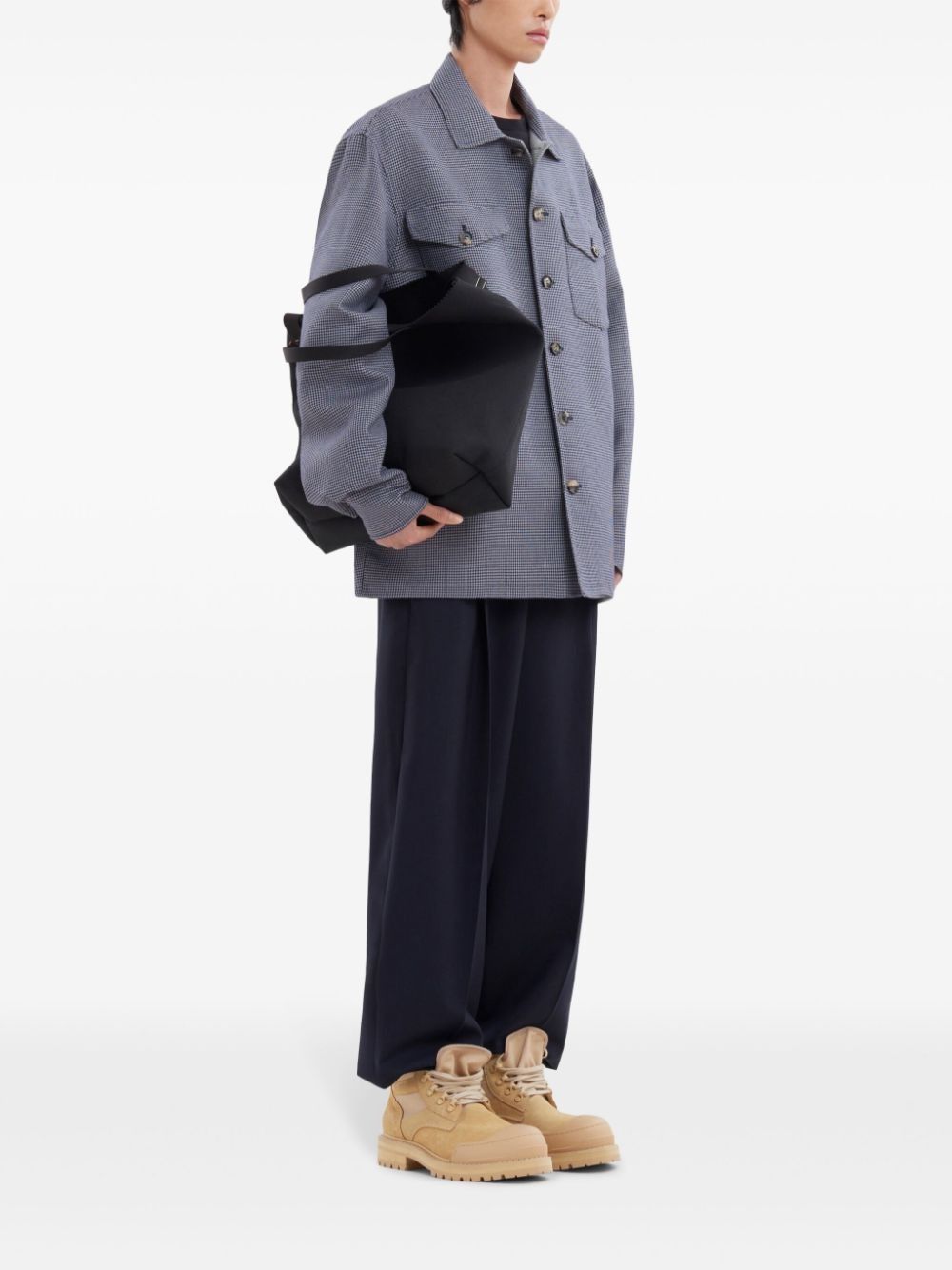 Marni o1w1db11025 Houndstooth-Print Flap-Pocket Shirt in Blue Size US XL / EU 56 / 4 - 5 Thumbnail