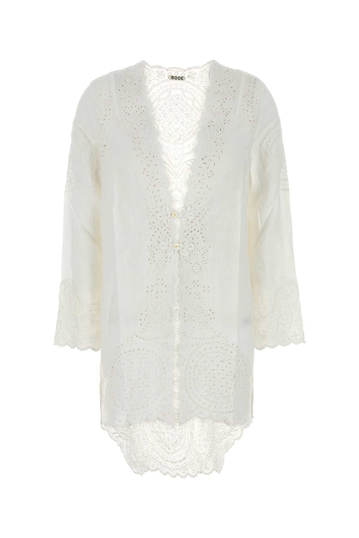 Bode White Linen Belvoir Blouse Size M / US 6-8 / IT 42-44 - 1 Thumbnail