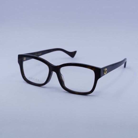 Gucci Gucci GG1259OA 002 Eyeglasses Dark Havana 55mm Rectangle Size ONE SIZE - 5 Thumbnail