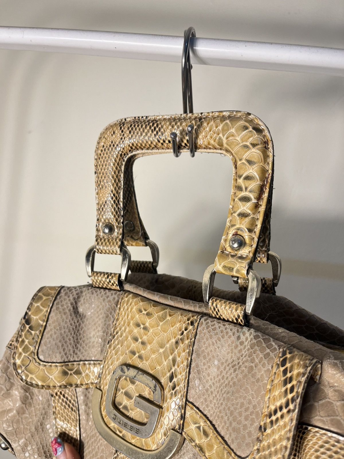 Japanese Brand Vtg guess snake skin handle bag Size ONE SIZE - 5 Thumbnail