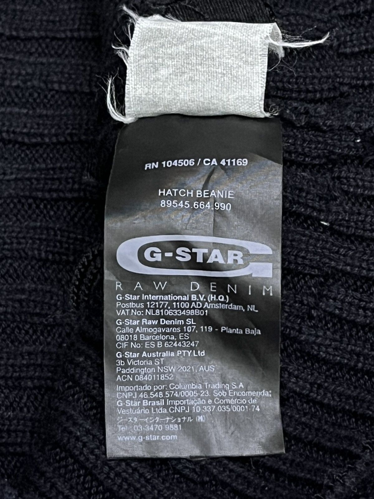 G-Star Rare G-STAR Raw GSRD Hatch Knit Beanie Grunge Black Size ONE SIZE - 6 Thumbnail