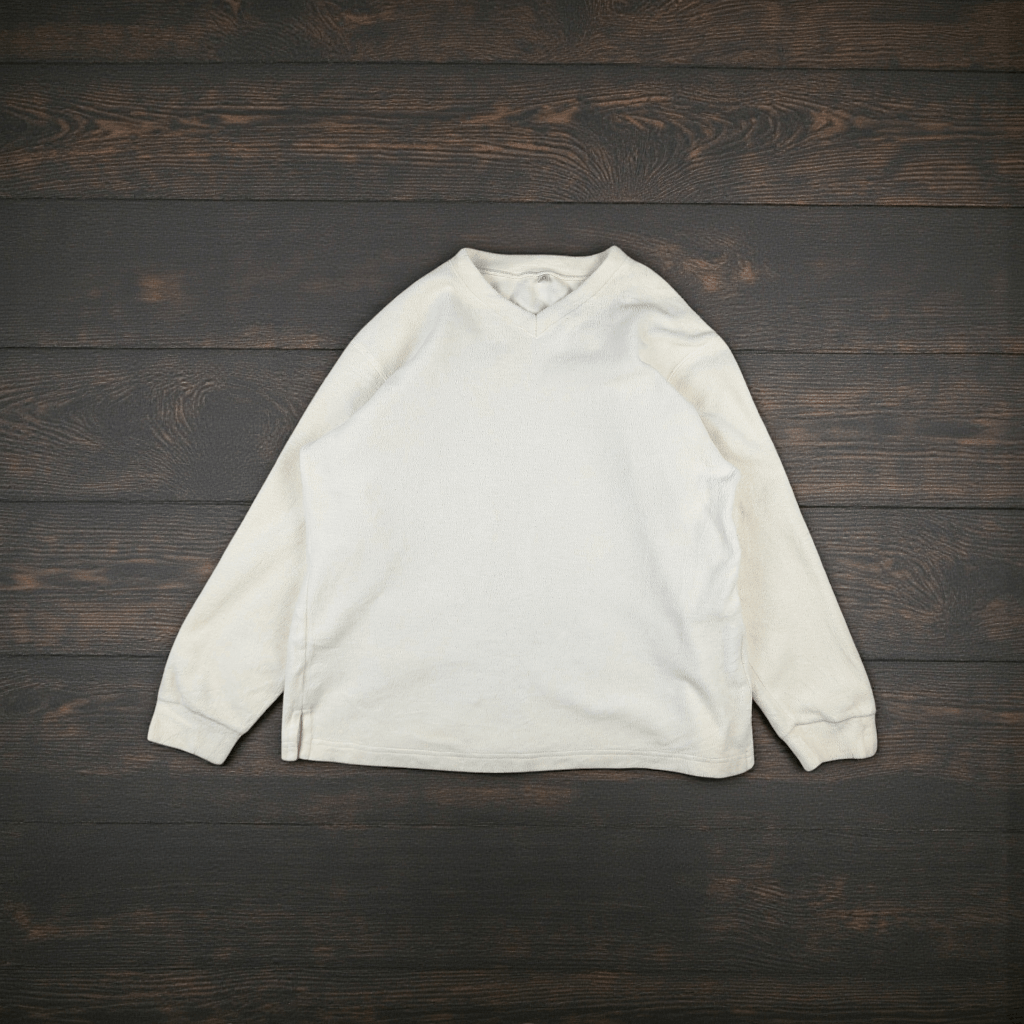 Uniqlo Vintage 2000's UNIQLO White Fleece Jumper Sweatshirt Size US L / EU 52-54 / 3 - 2 Thumbnail