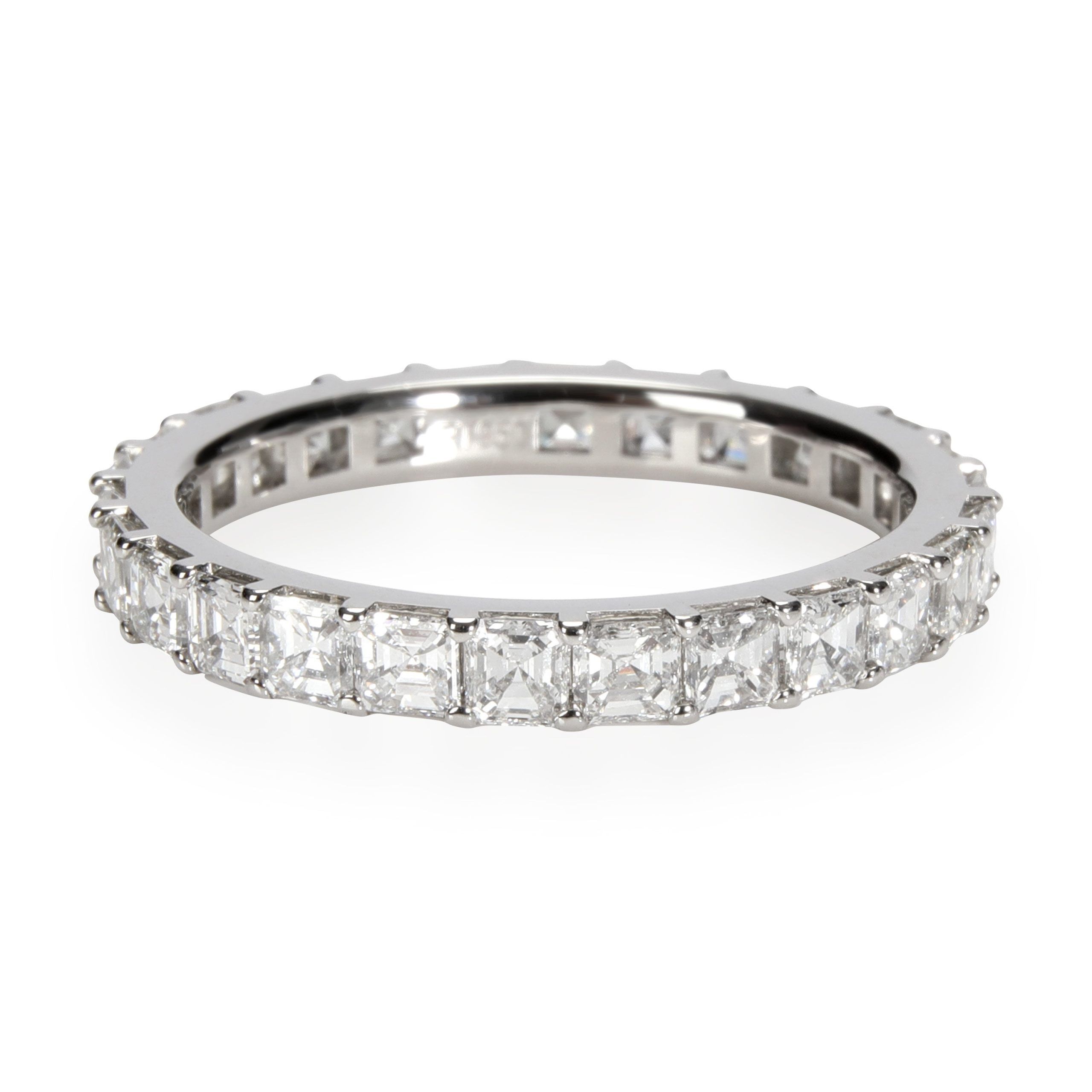 image of Tiffany Co Asscher Diamond Eternity Band In Platinum 2.90 Ctw in Silver, Women's