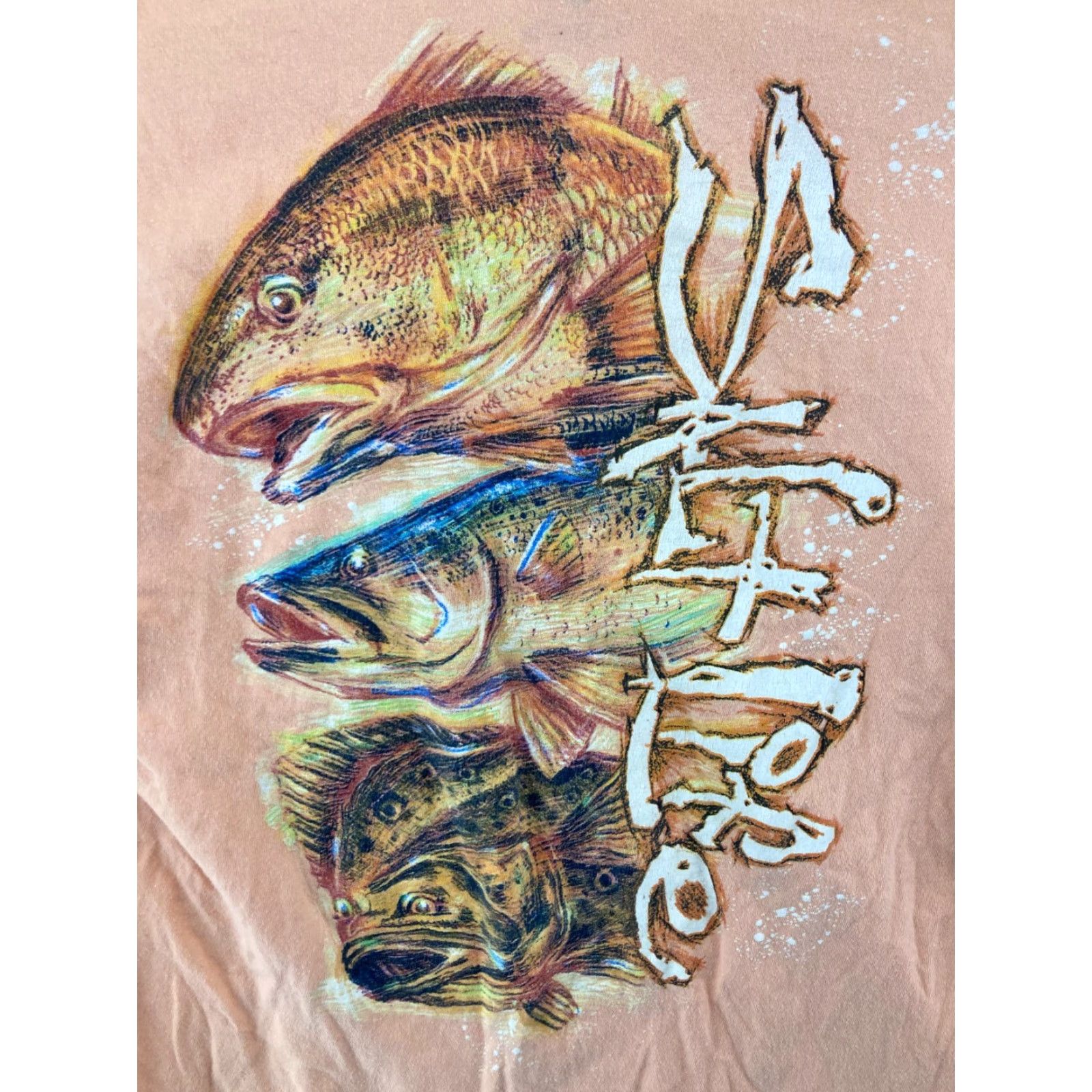 Vintage Salt Life Mens TShirt M Orange Live Salty Fishing Bass Trout Shirt Mens Orange 90s? Size US M / EU 48-50 / 2 - 2 Thumbnail