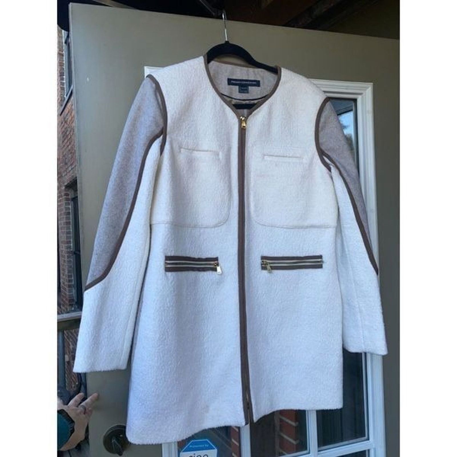 French Connection French Connection EUC Coat Ivory Gray Wool, Sz 10, MP $178 Size L / US 10 / IT 46 - 2 Thumbnail