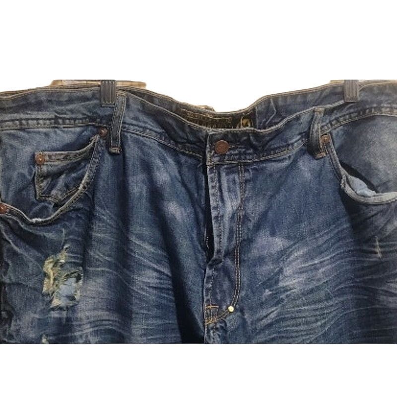 AKOO AKOO Brand Men's 44x32 Distressed Medium Wash Denim Jeans Size US 44 / EU 60 - 2 Thumbnail