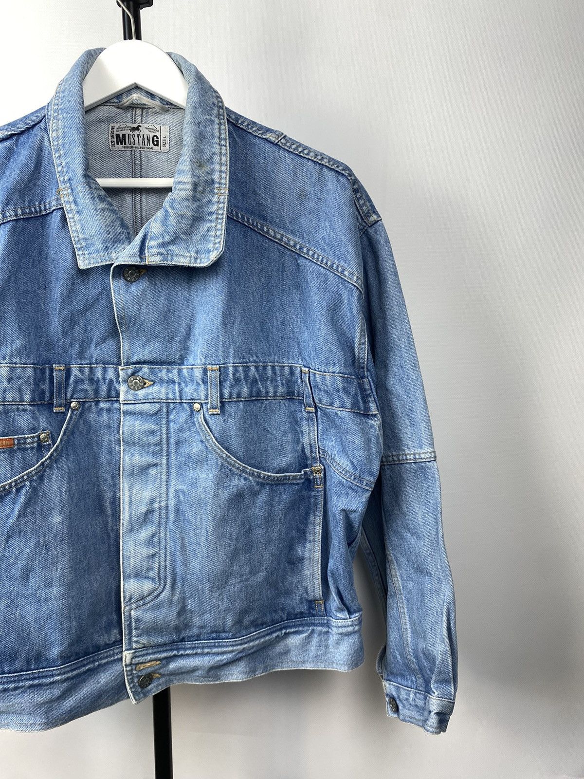 Mustang × Vintage Vintage 1990s Mustang Patchwork Wash Denim Jacket Size US M / EU 48-50 / 2 - 4 Thumbnail