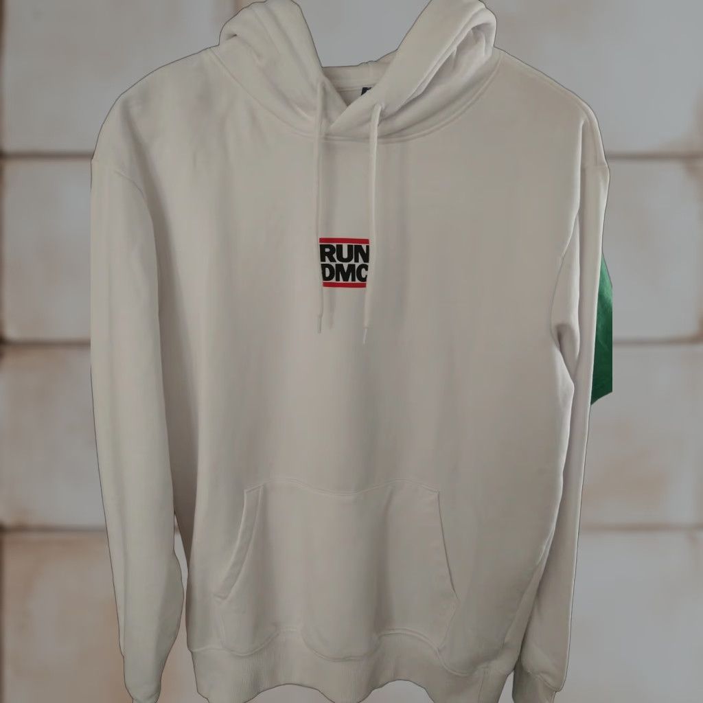 Vintage Run DMC White Hoodie Medium Back Print Retro Throwback Pullover Mens Kitten? Size US M / EU 48-50 / 2 - 1 Thumbnail