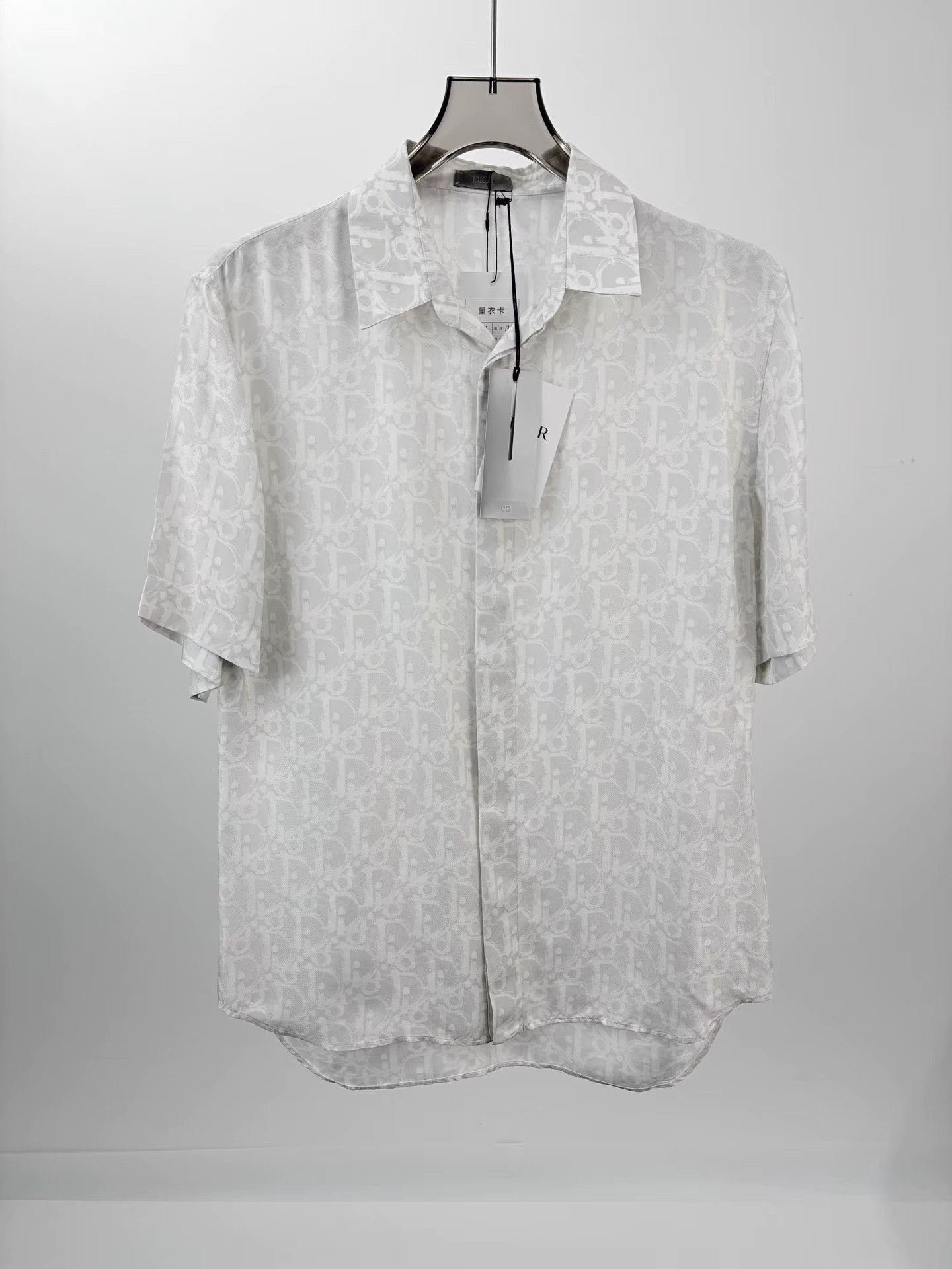 Dior Gray Patterned Short Sleeve Button-Up Shirt Size US XS / EU 42 / 0 - 1 Thumbnail