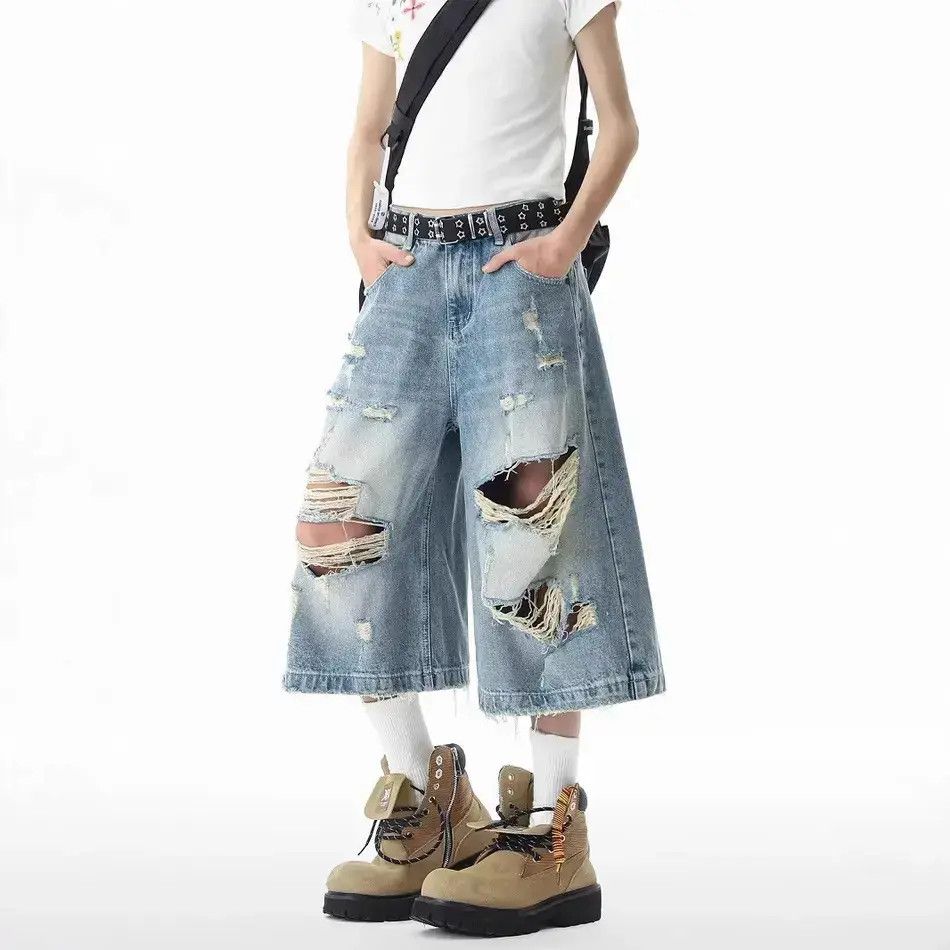 Japanese Brand Retro high street ripped denim shorts Size US 32 / EU 48 - 6 Thumbnail