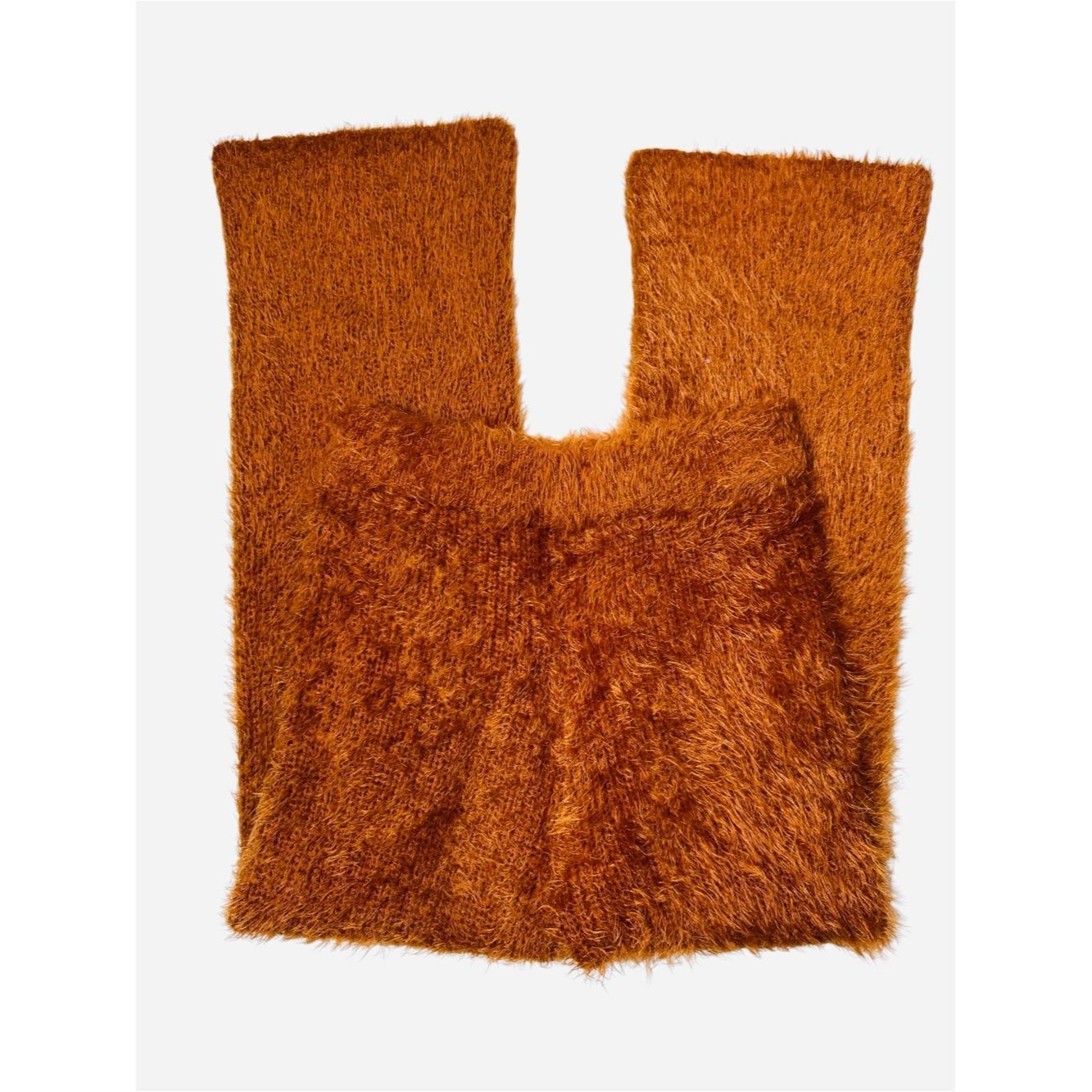 Nasty Gal Nasty Gal Plush Wide Leg Fuzzy Knit Pants in Burnt Orange S Size 28" / US 6 / IT 42 - 4 Thumbnail