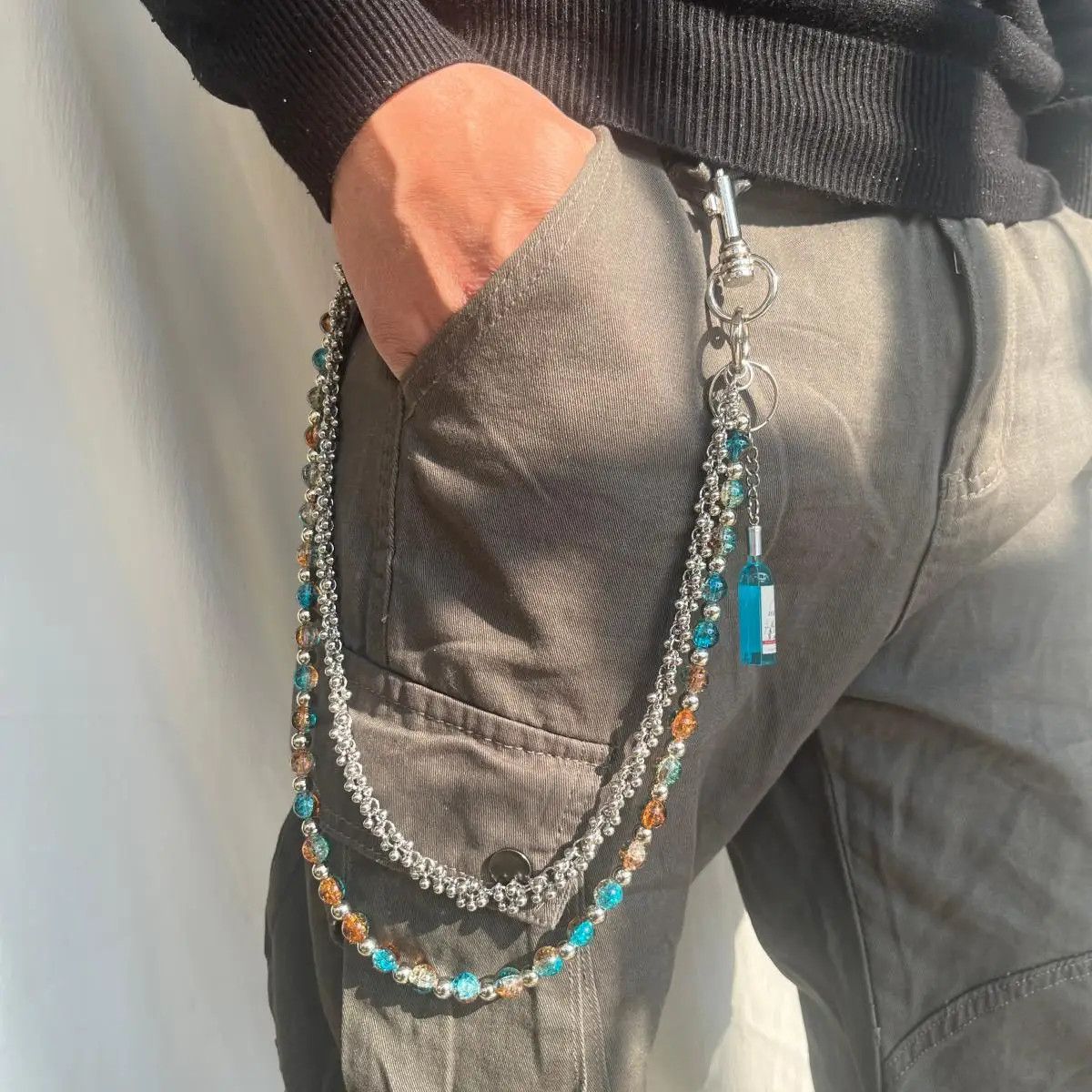 Jewelry Punk Handmade Pants Chain Silver Streetwear Accessory Size ONE SIZE - 1 Thumbnail