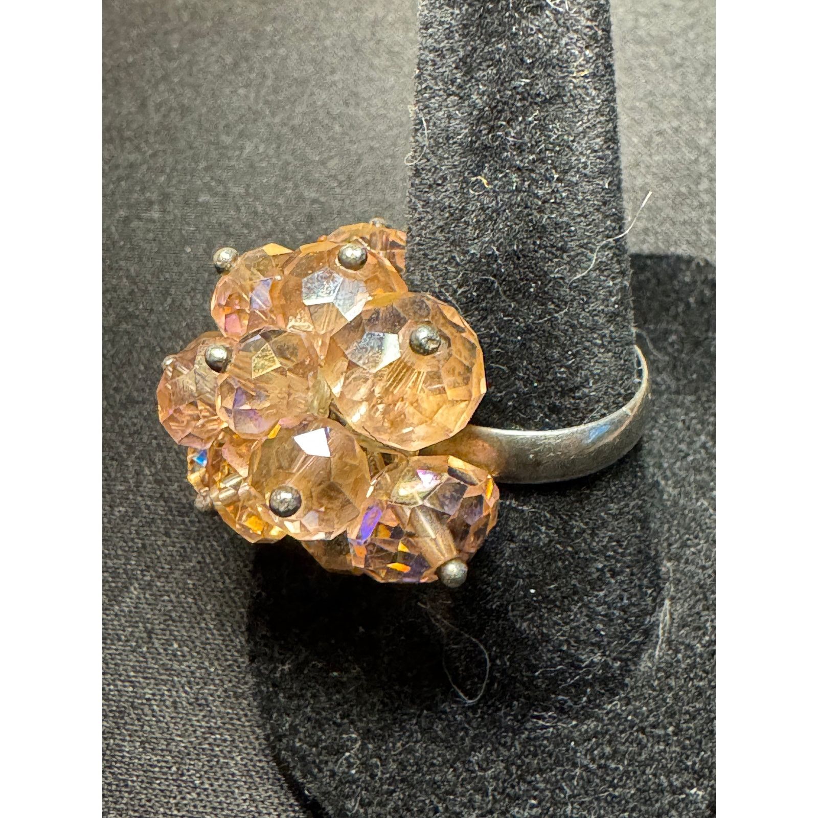 Other Vintage Sterling Silver w/ Pink A/B Cluster Ring Size 7.5 Size ONE SIZE - 3 Thumbnail