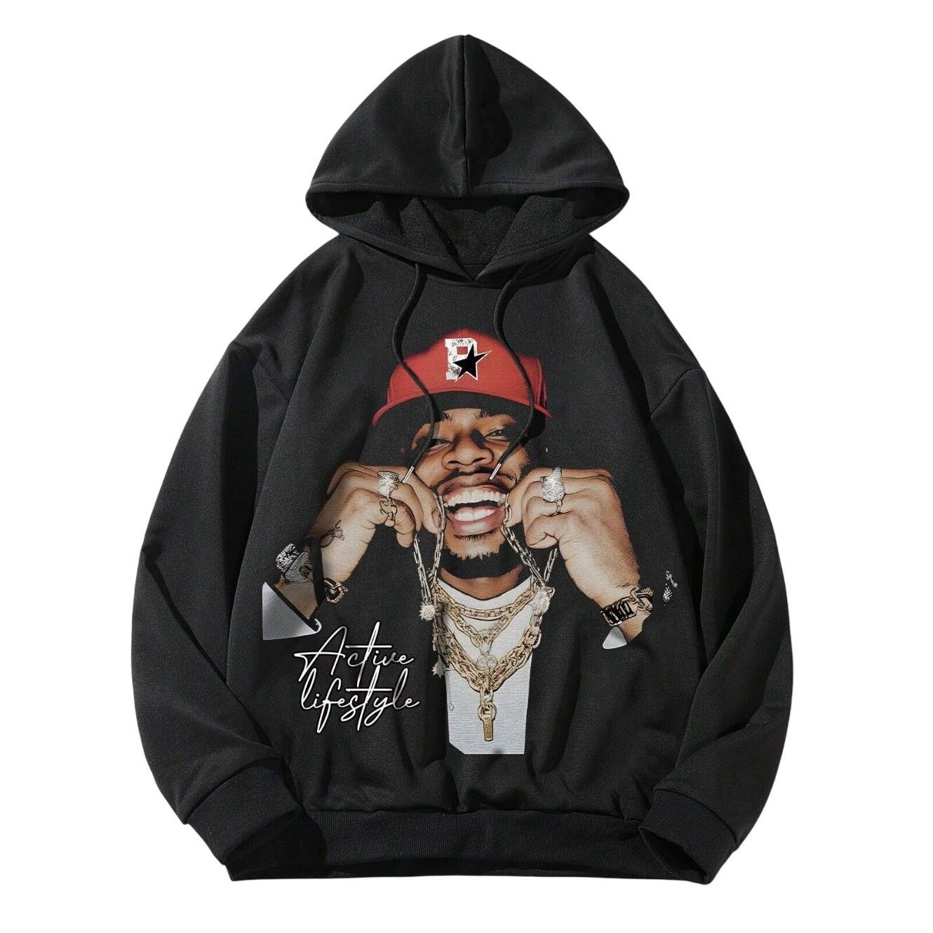 Shein Polo G Graphic Hoodie in Black, Size S Size US S / EU 44-46 / 1 - 1 Thumbnail