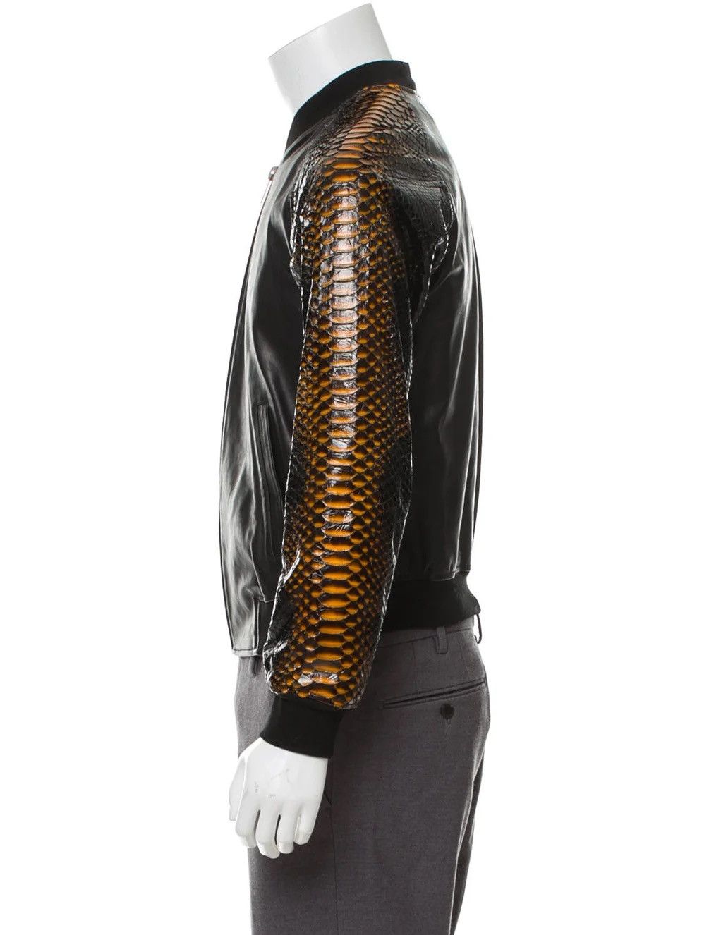 McQ Alexander McQueen ALEXANDER MCQUEEN BOMBER JACKET WITH PYTHON SLEEVES Size US XL / EU 56 / 4 - 3 Thumbnail