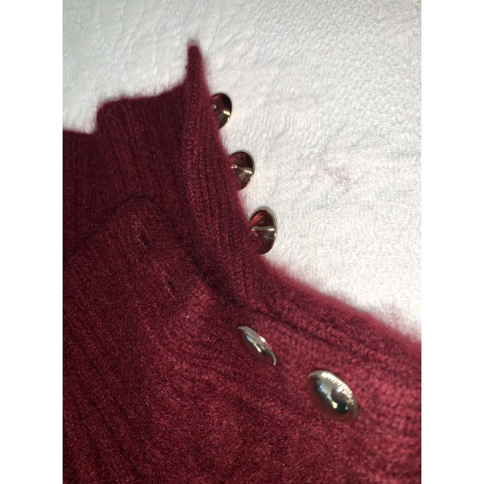 Charter Club Charter Club Cashmere Mock Neck Cable Sweater S Burgundy Button-Shoulder Womens Pullover Size S / US 4 / IT 40 - 3 Thumbnail