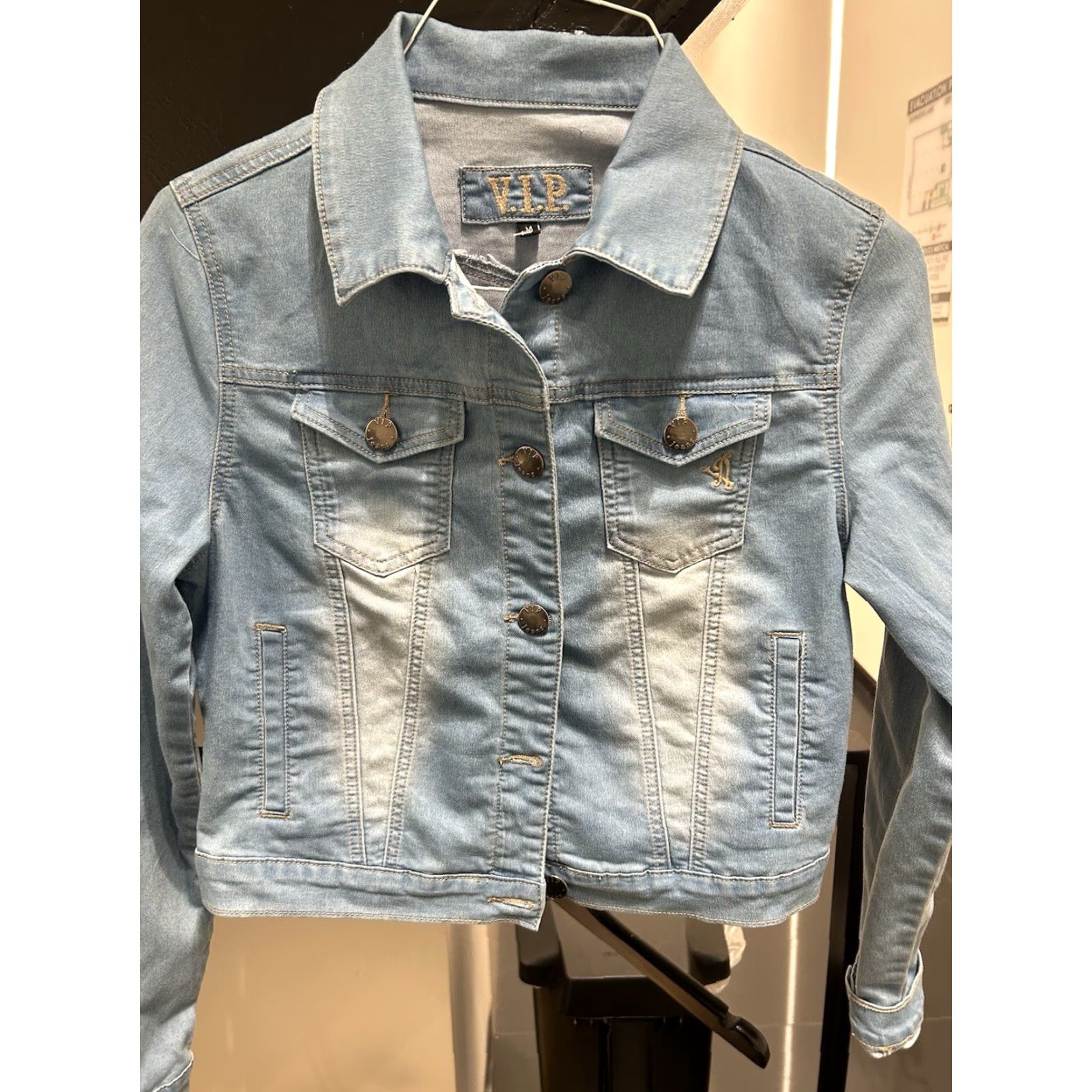 Vintage V.I.P. Jean Crop Jacket Button Up Juniors Size M Women Blue Crop Jacket M VIP Jeans Short Jacket Button Up Adults Size 32" / US 10 / IT 46 - 2 Thumbnail