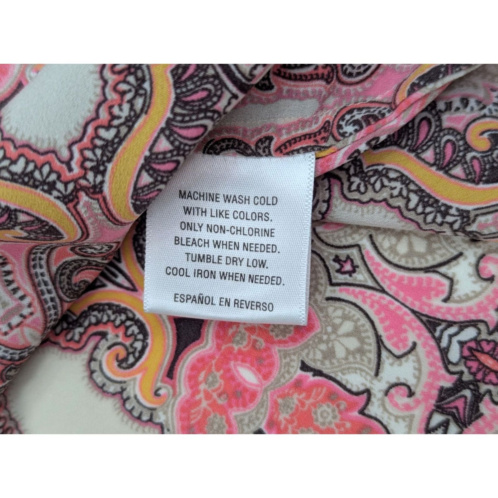 Charter Club Charter Club Pink Paisley Pattern Button-Up Shirt Women S Long Sleeve V-Neck Colorful Patterned Button Size S / US 4 / IT 40 - 3 Thumbnail