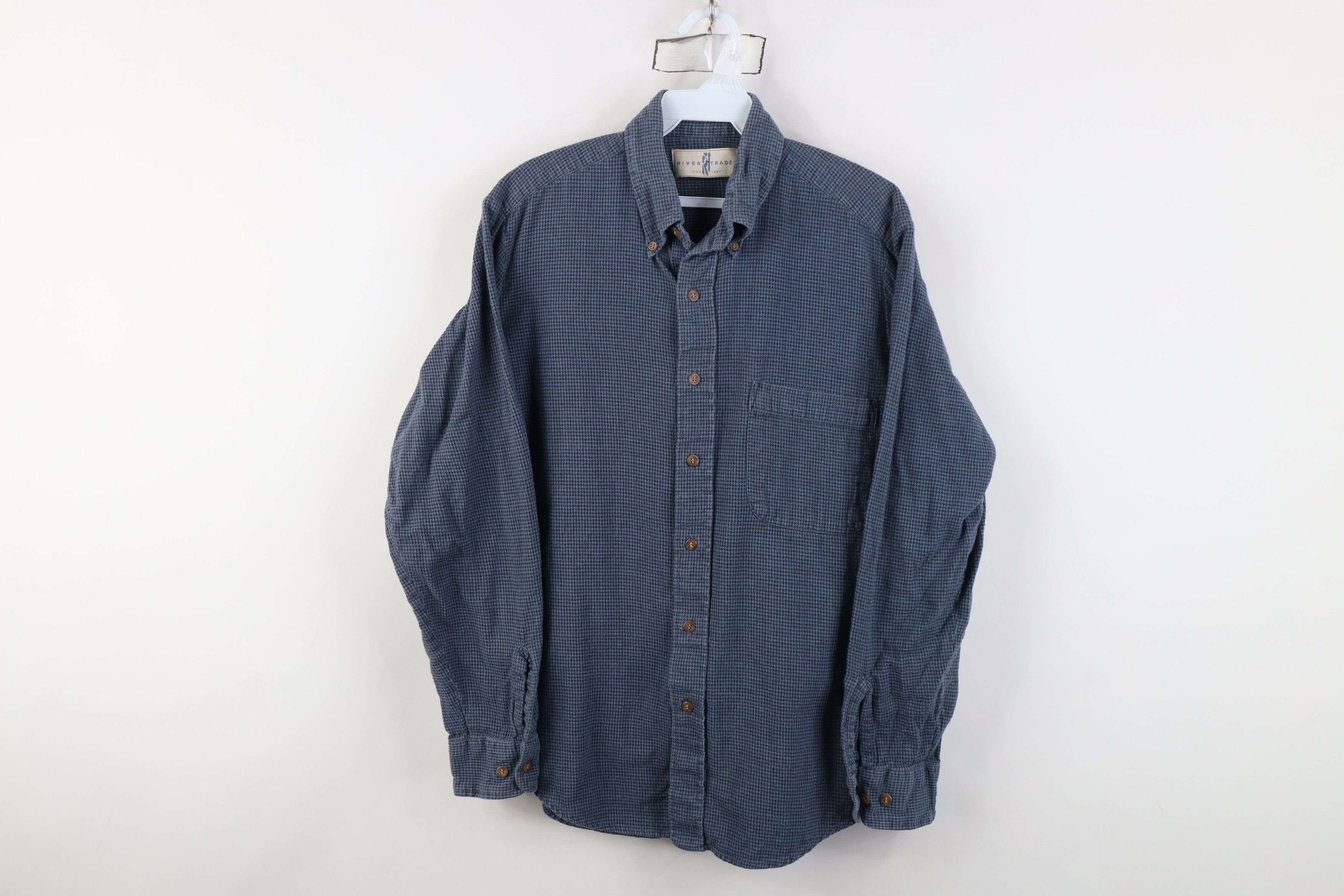 Vintage Vintage 90s Streetwear Flannel Houndstooth Button Down Shirt Size US M / EU 48-50 / 2 - 1 Thumbnail
